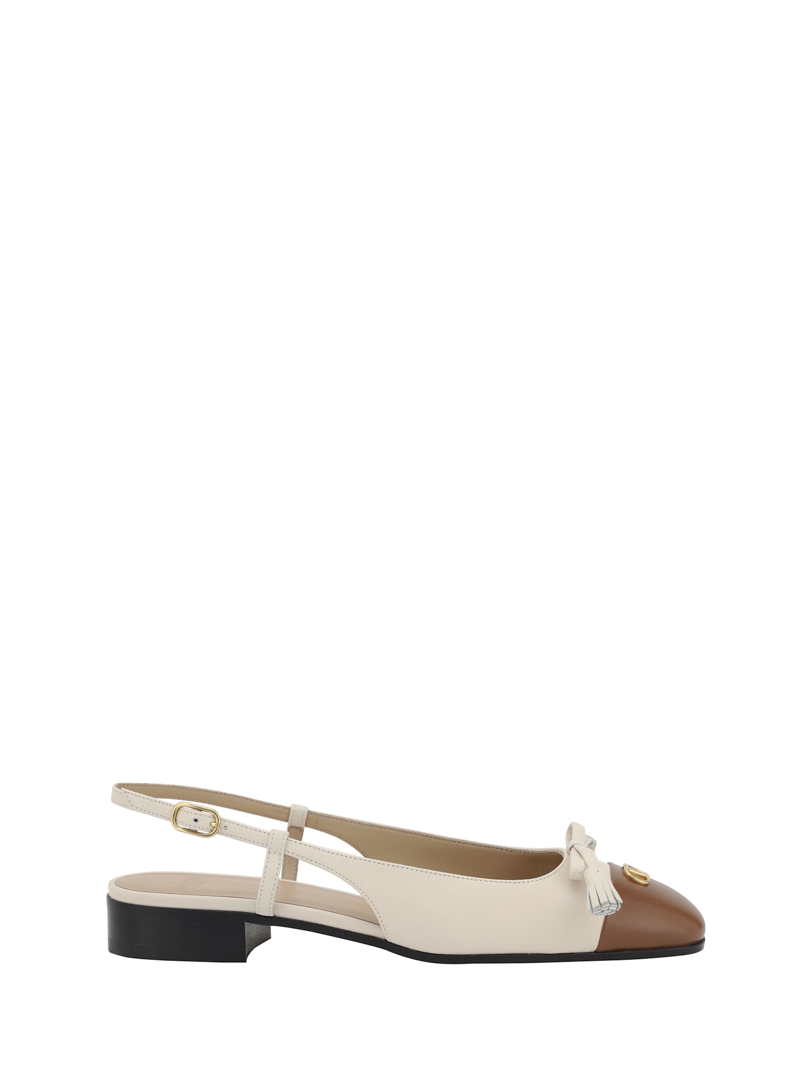 Valentino Garavani 'valet Du Roi' White Ballet Flats With Vlogo Plaque On The Front And Adjustable L