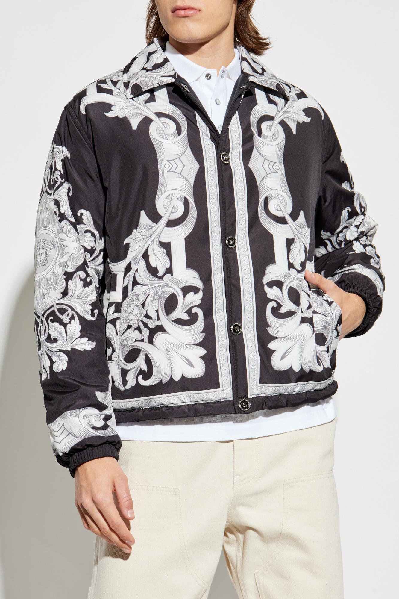 Versace Printed Drawstring Hem Jacket In Multi