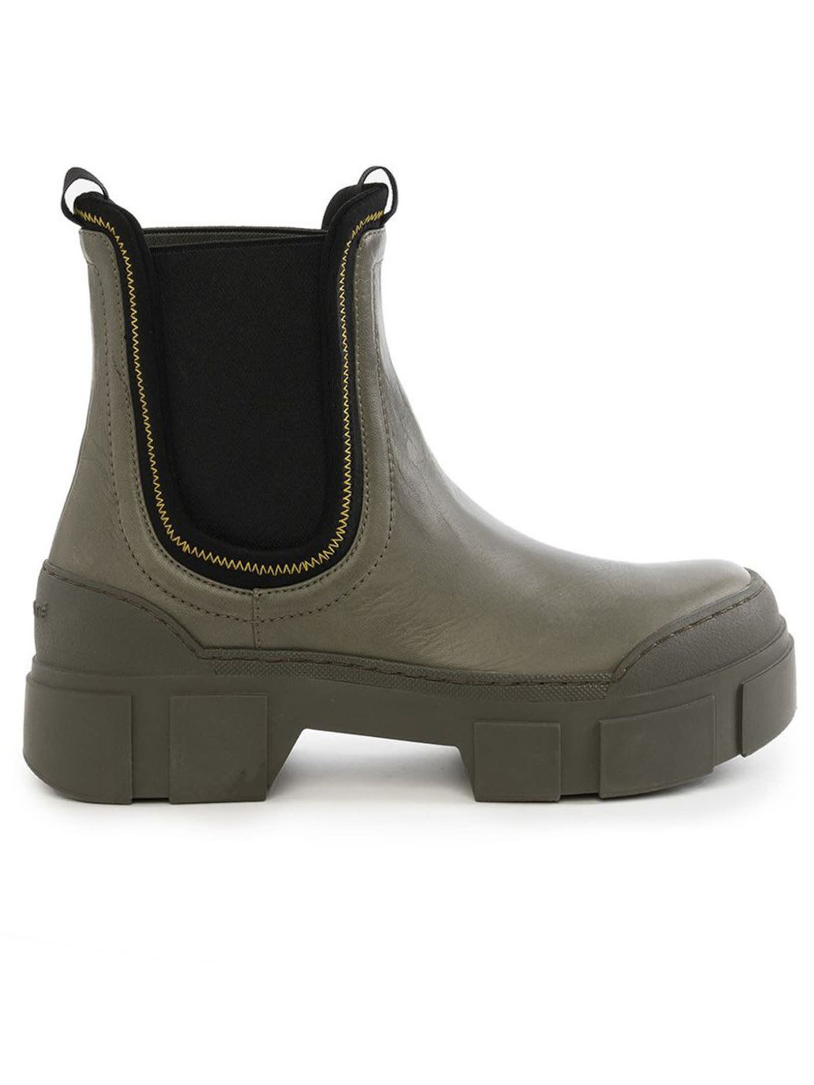 Vic Matié Roccia Beatle Boots In Smooth Green Calfskin