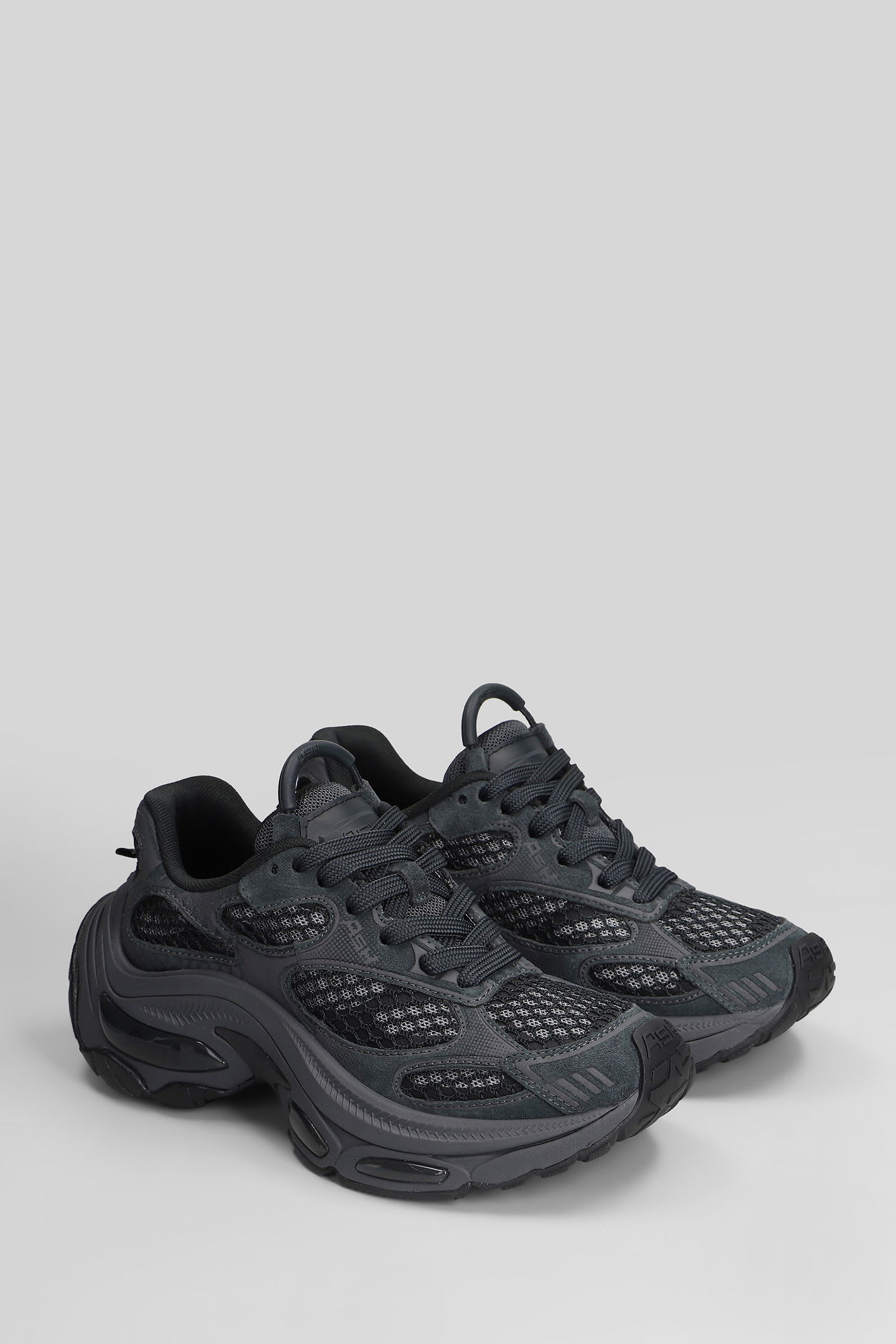 Ash Casual Low Top Sneakers With Mesh Panels In Black