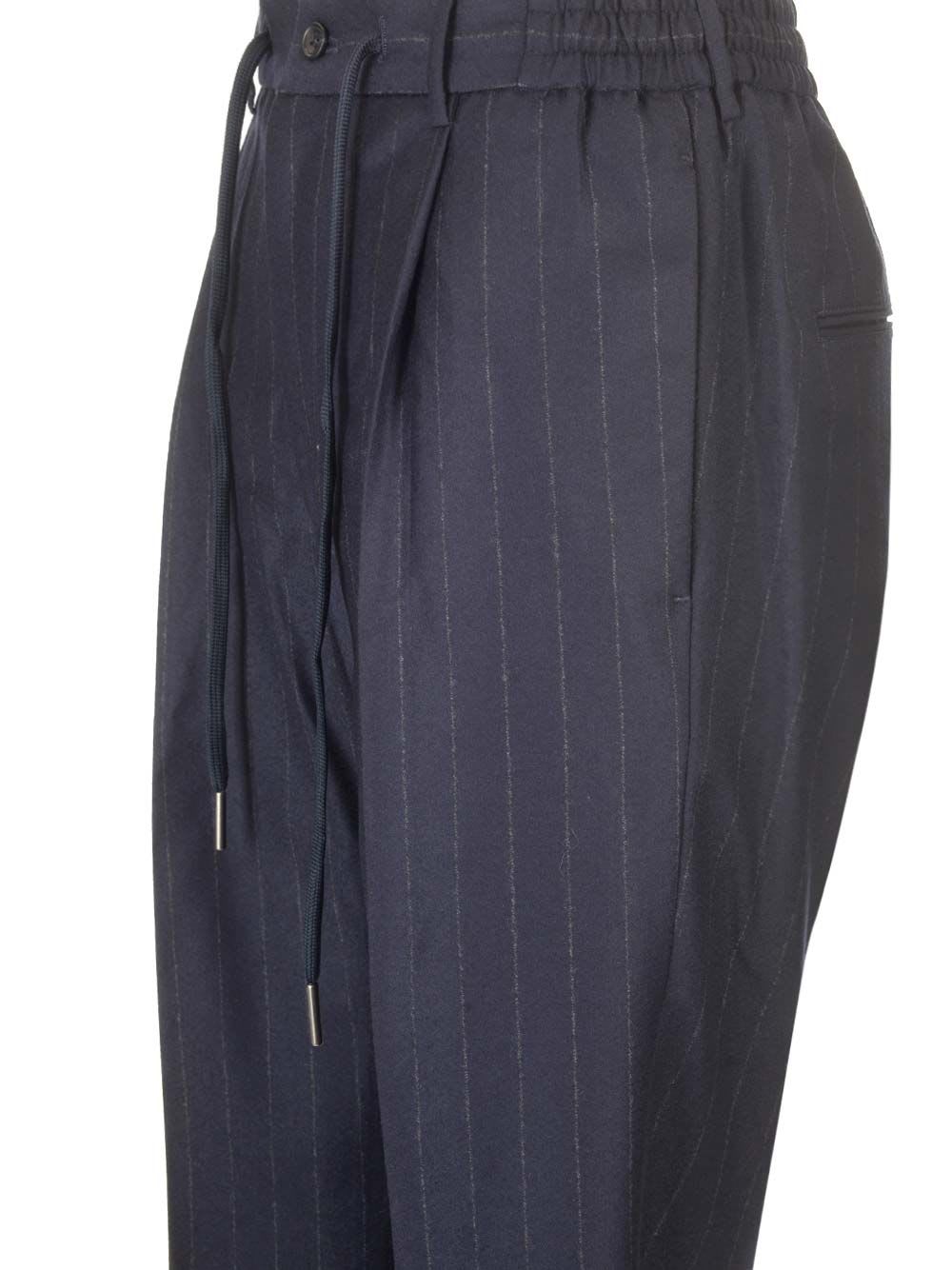 Shop Tagliatore Pantalone Gessato Modello Icoman Coulisse Flanella In Grey