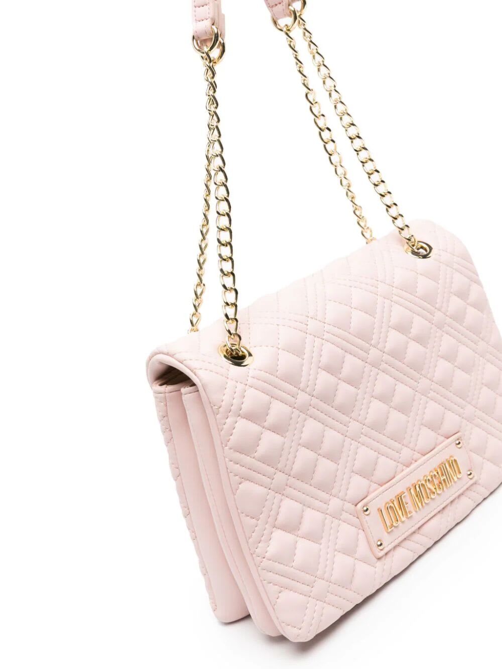Shop Love Moschino Quilted Shoulder Bag In Powder