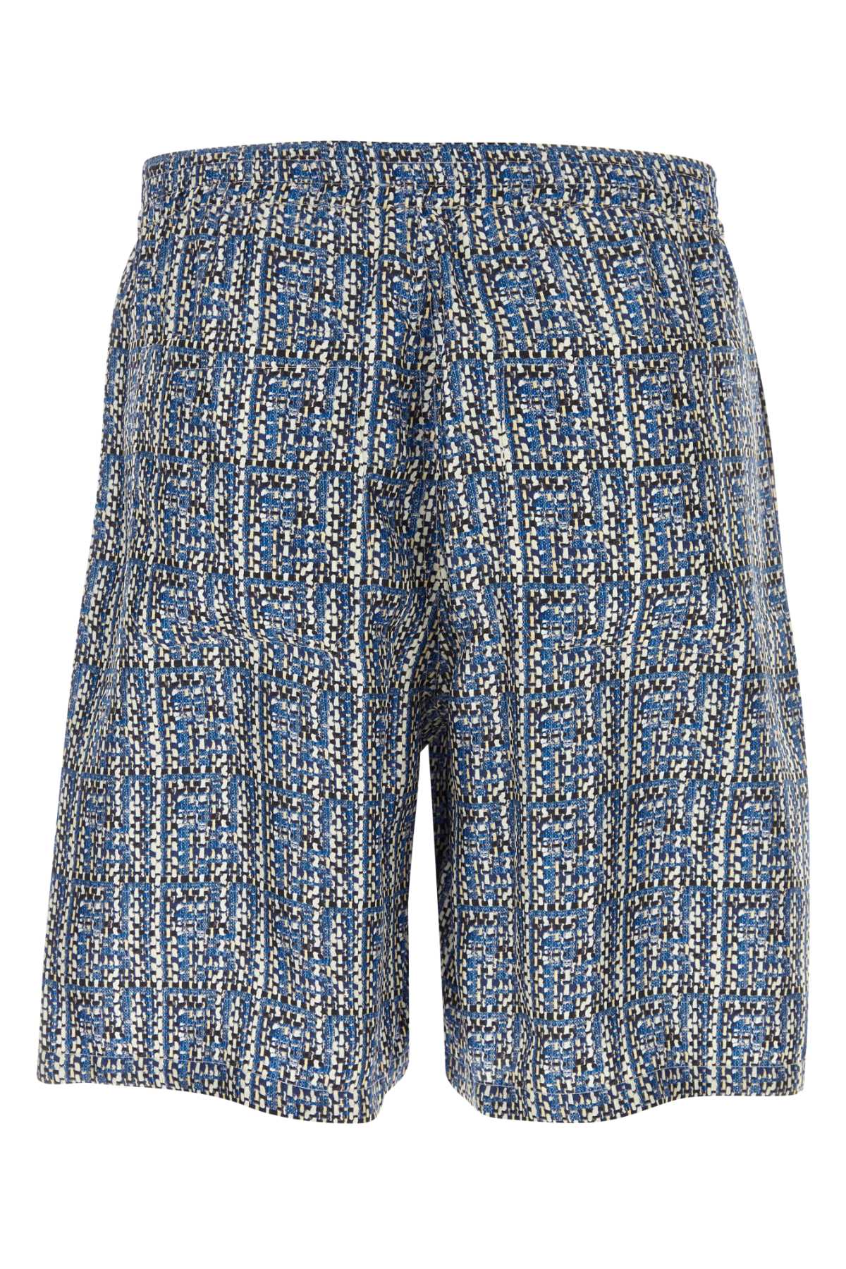 Shop Fendi Printed Silk Bermuda Shorts In Navy