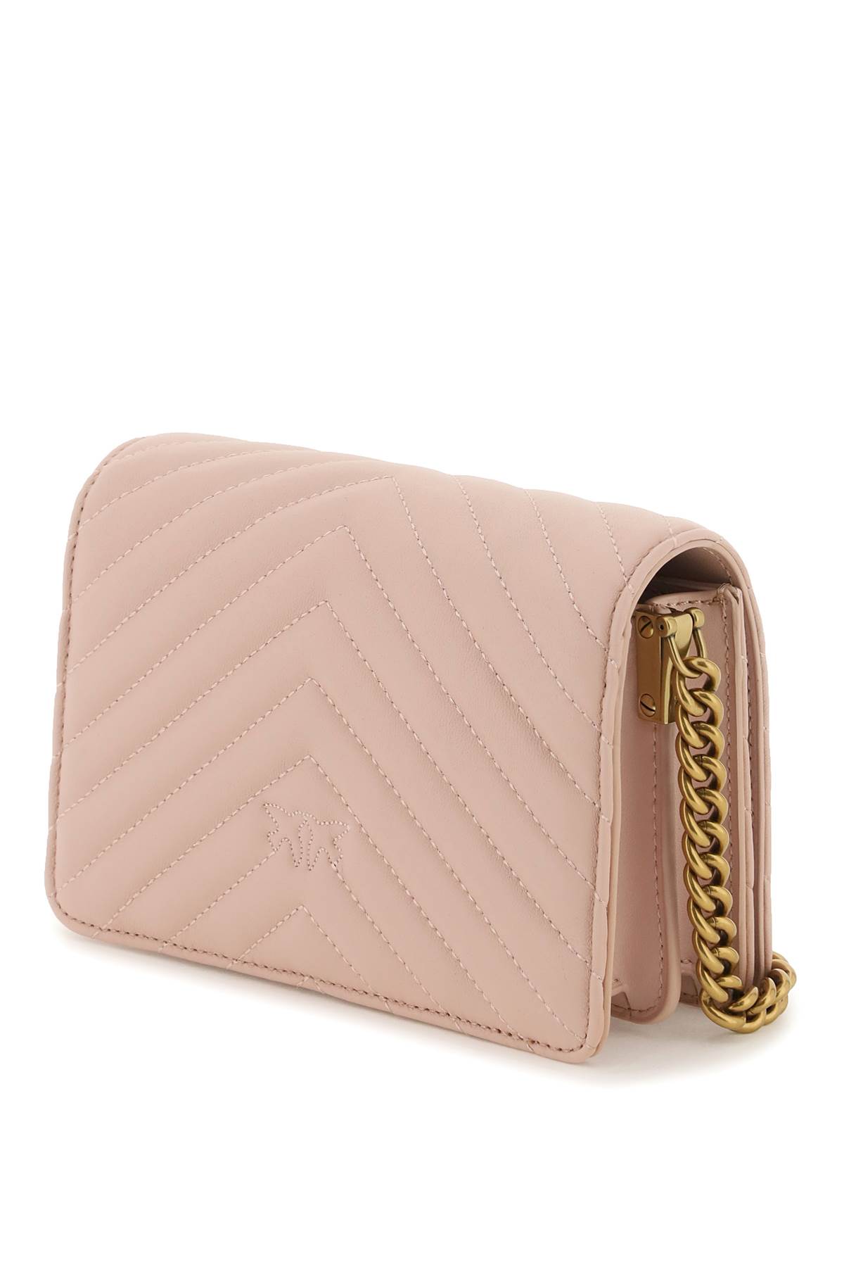 Shop Pinko Love Click Mini Chevron Bag In Cipria-antique Gold (pink)