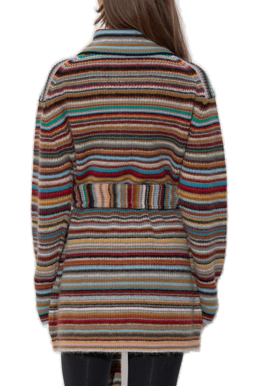 Shop Paul Smith Cardigan With Belt In Multicolor