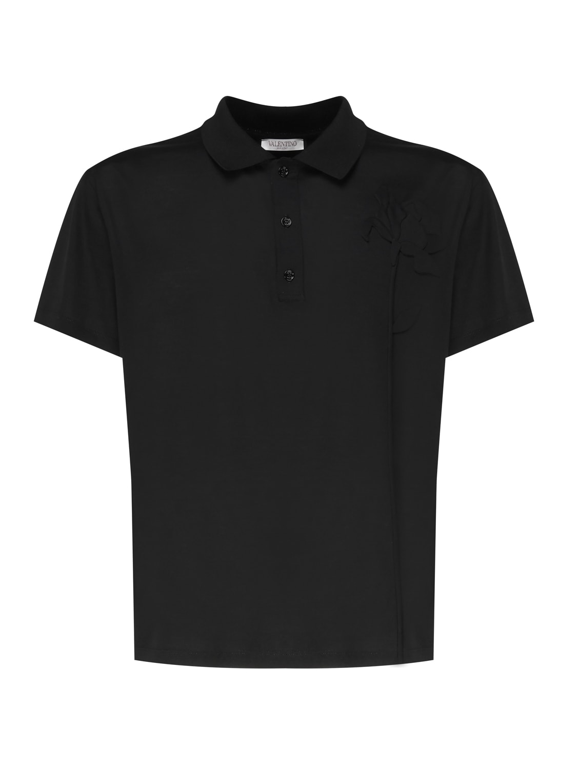 Shop Valentino Polo Shirt With Embroidery In Black