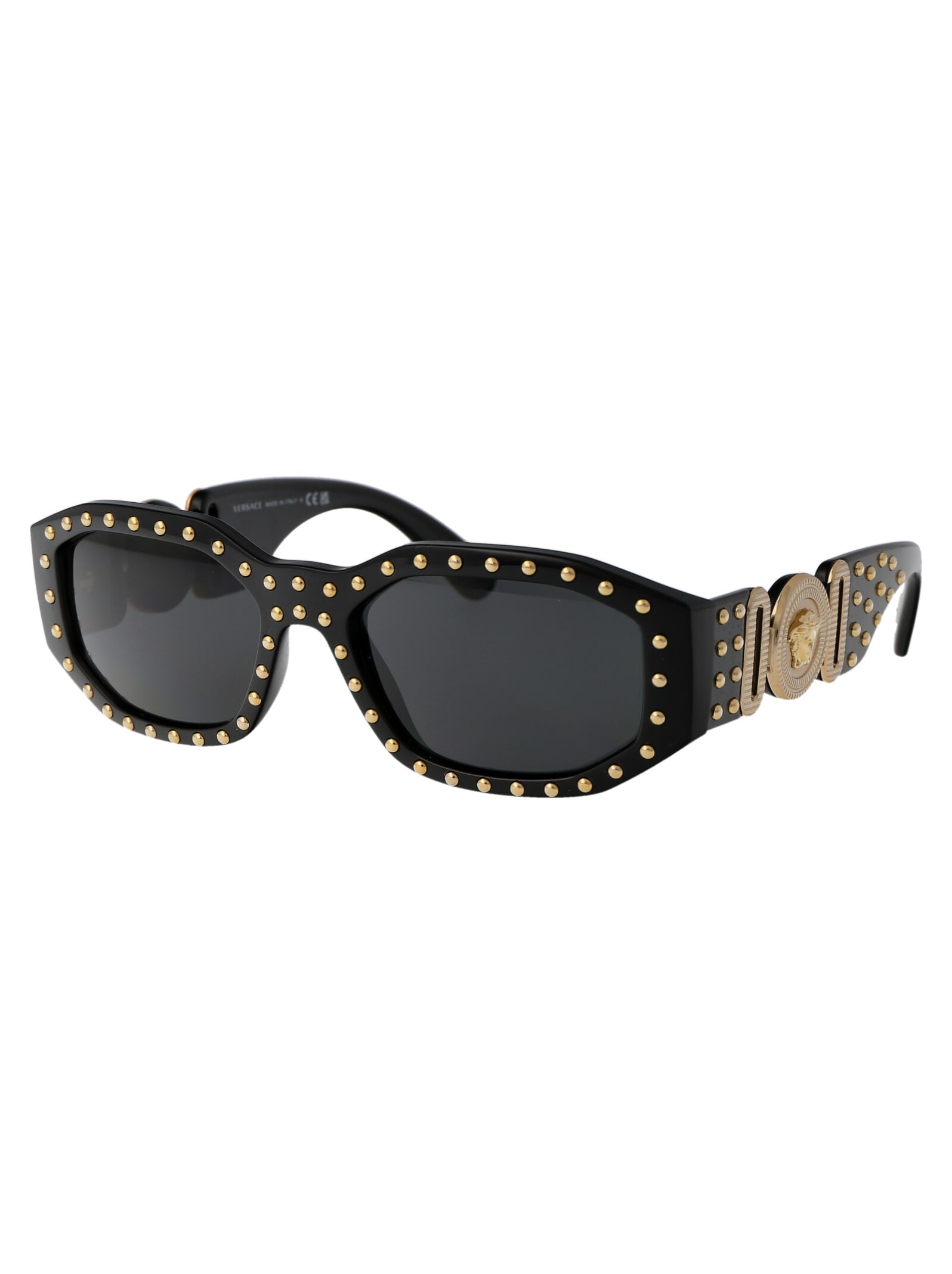 Versace Biggie Stud-embellished Sunglasses In Black
