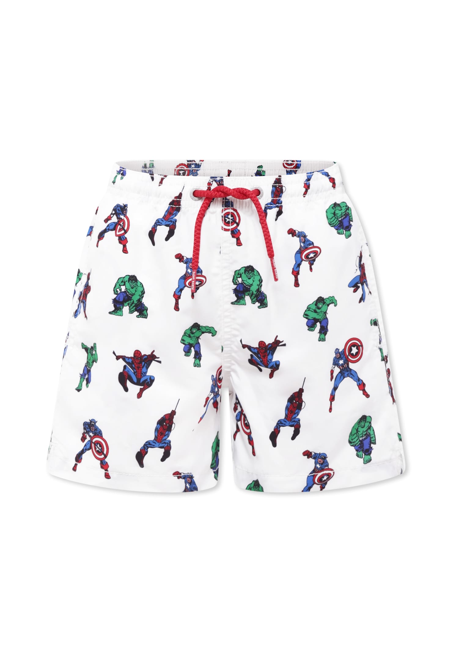 Mc2 Saint Barth Boys Superheroes Mix Swim Shorts In White