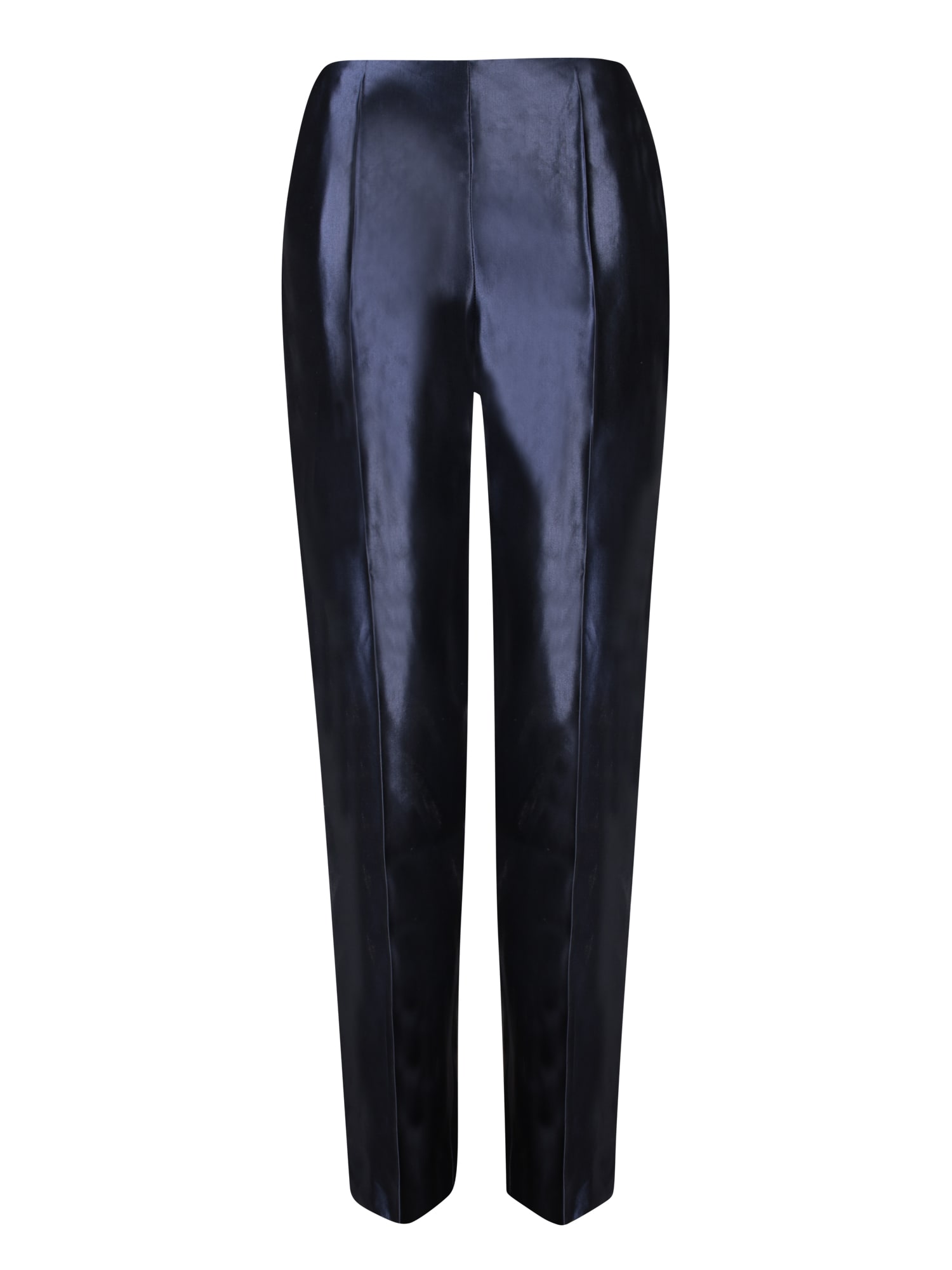 Blue Silk Linen Trousers