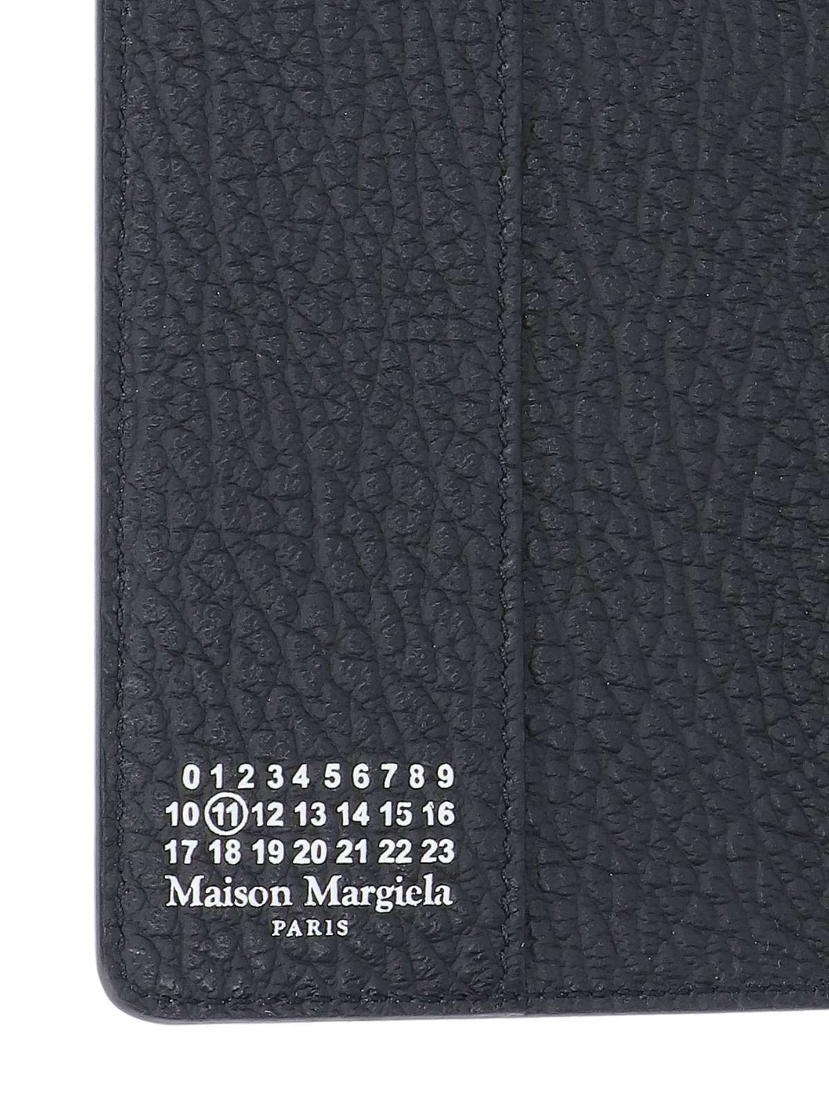 Maison Margiela Grained Leather Passport Case In Black
