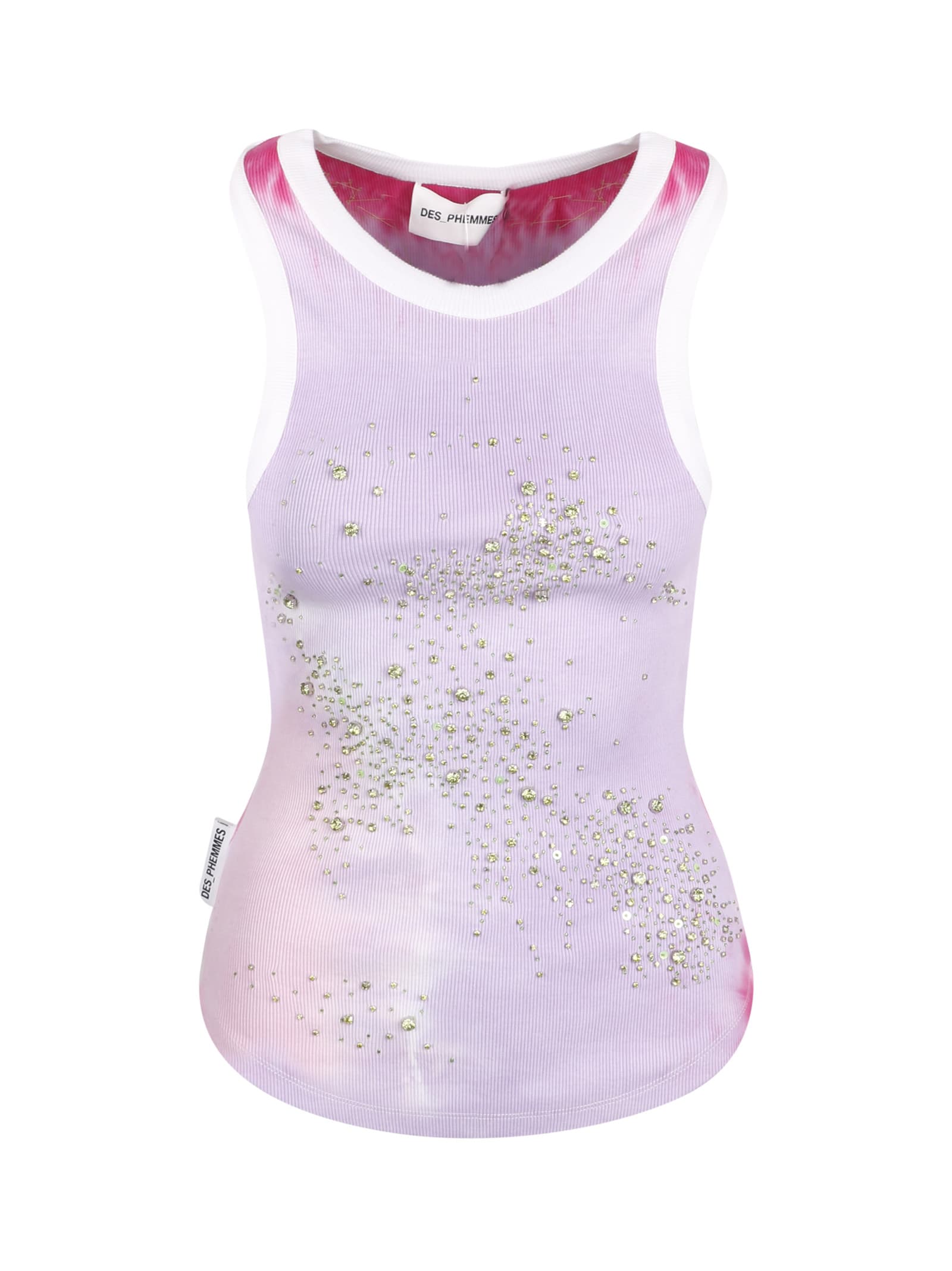 Shop Des Phemmes Tie-dye Sequin-embellished Tank Top