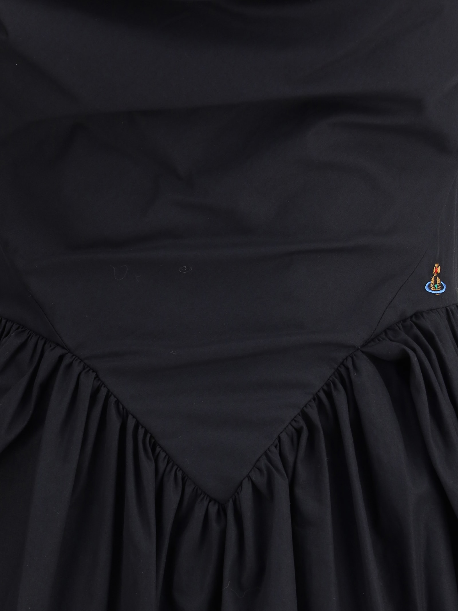 Vivienne Westwood Square Neckline Sleeveless Flared Skirt Mini Length Draped Detail In Black