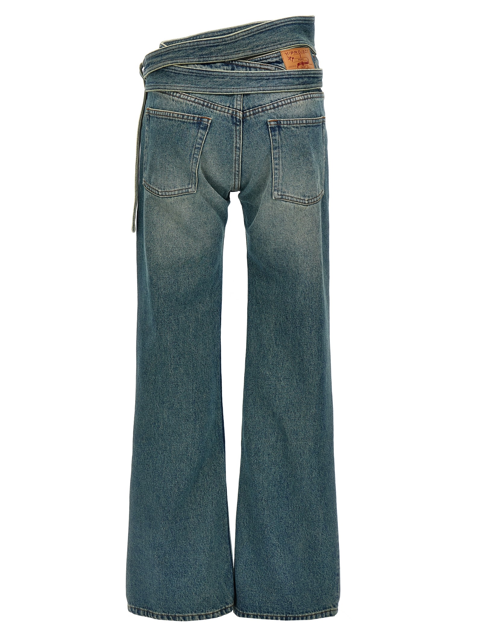 Shop Y/project Wrap Belt Jeans In Blue