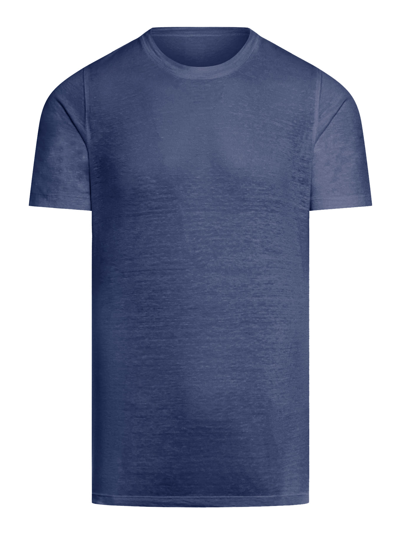 Shop 120% Lino Short Sleeve Men Tshirt In F Navy Blue