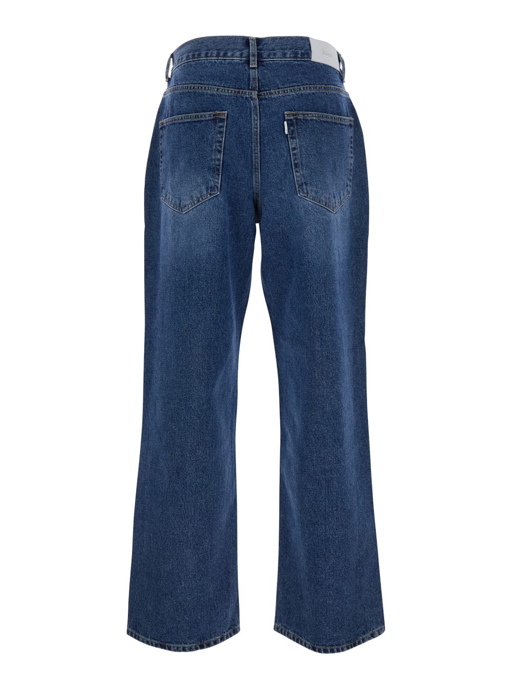 Dunst Blue Five Pocket Jeans With Logo Patch On The Back In Blu