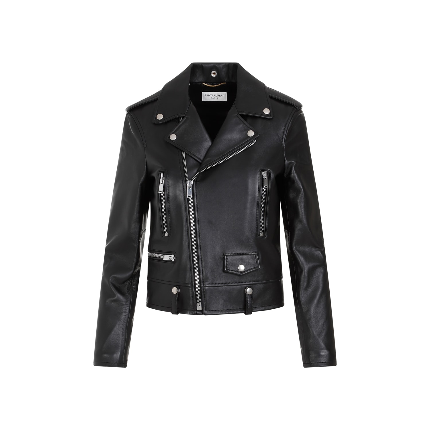 Shop Saint Laurent Motor Jacket In Black