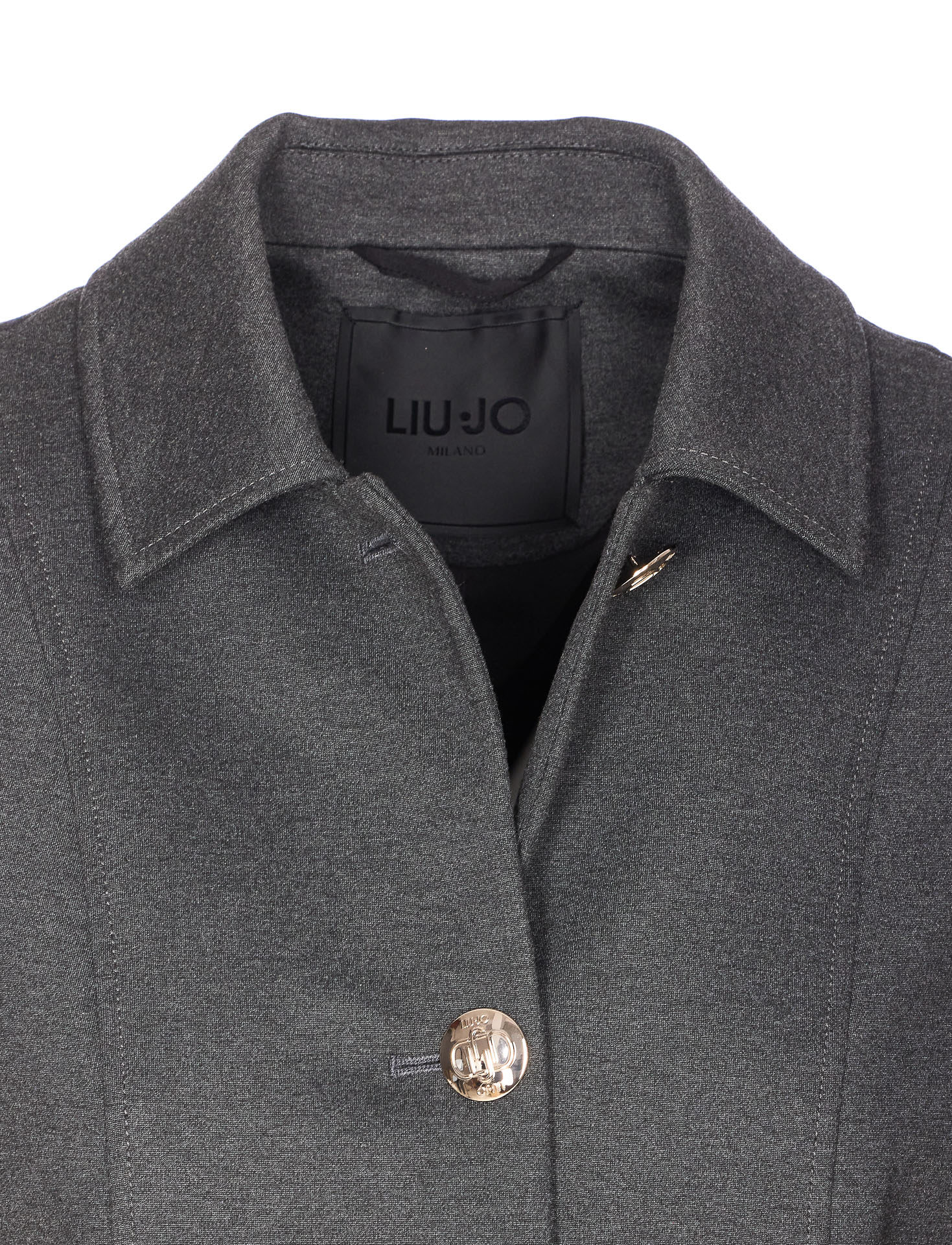 Liu •jo Logo-button Point-collar Jacket In Gray