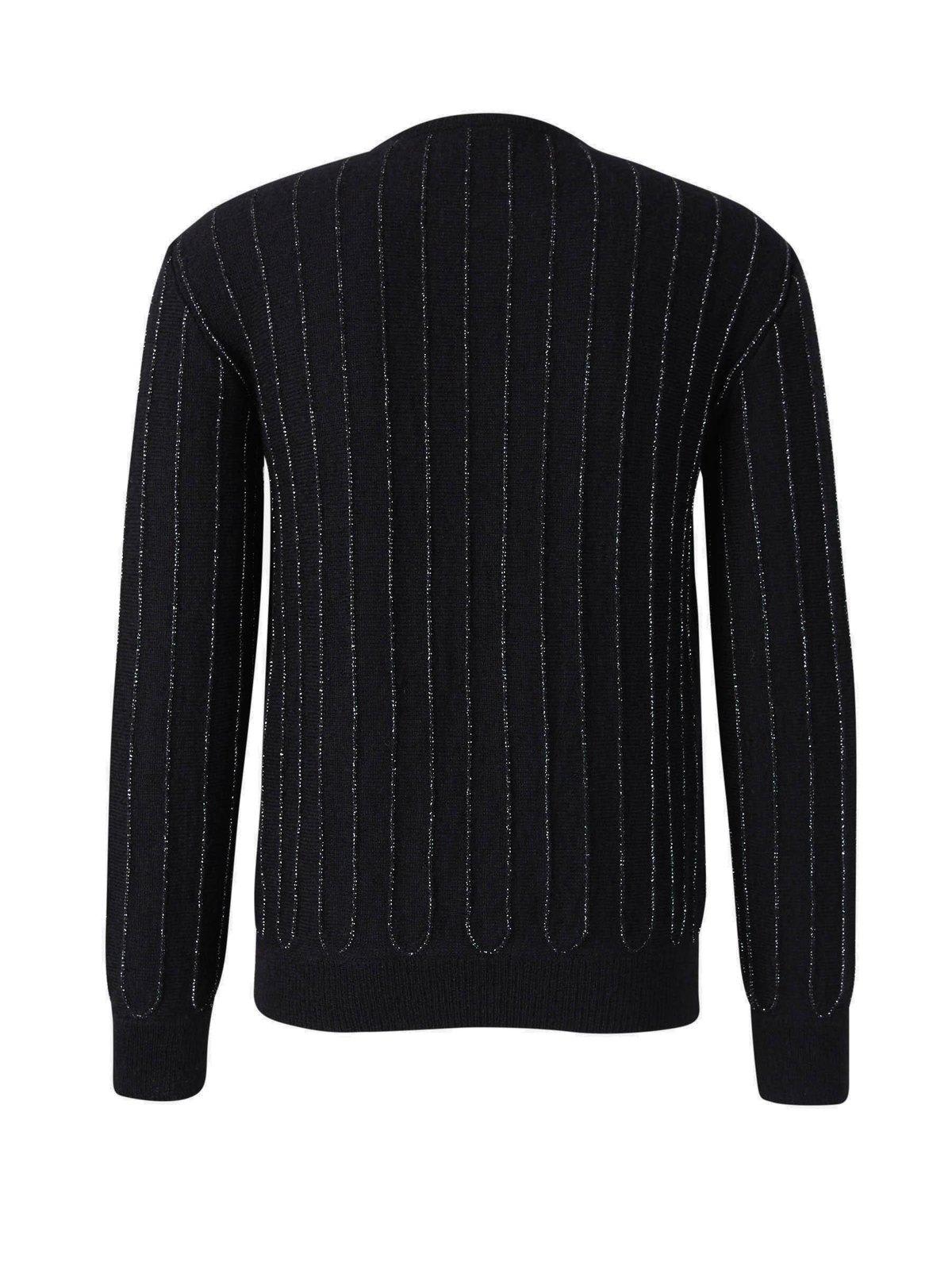 Shop Saint Laurent Crewneck Long-sleeved Sweater In Black