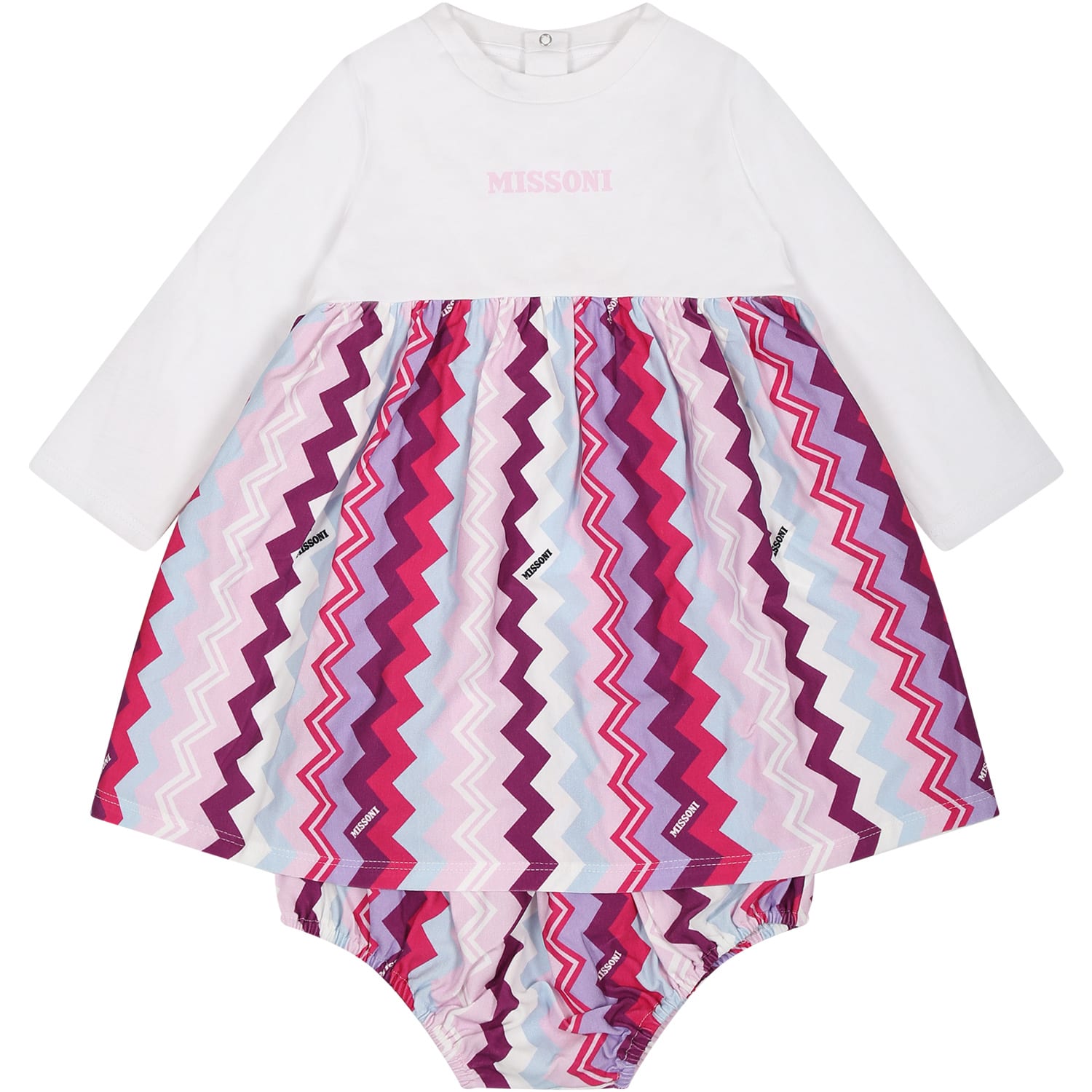 MISSONI MULTICOLOR DRESS FOR BABY GIRL WITH LOGO