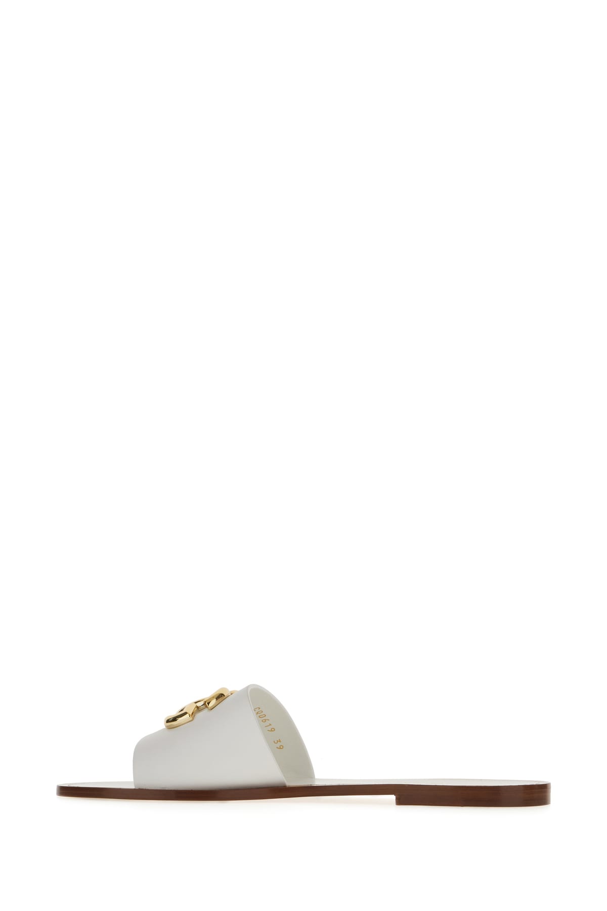 Shop Dolce & Gabbana White Leather Slippers In Bianco Ottico