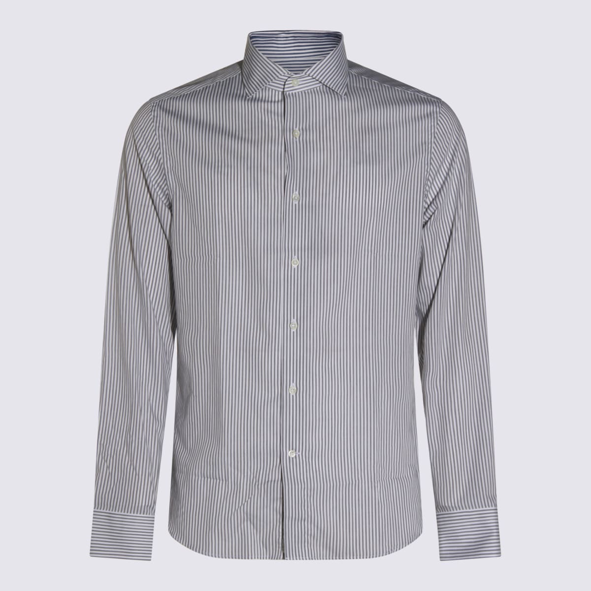 Canali Striped-pattern Long-sleeve Shirt In Blue