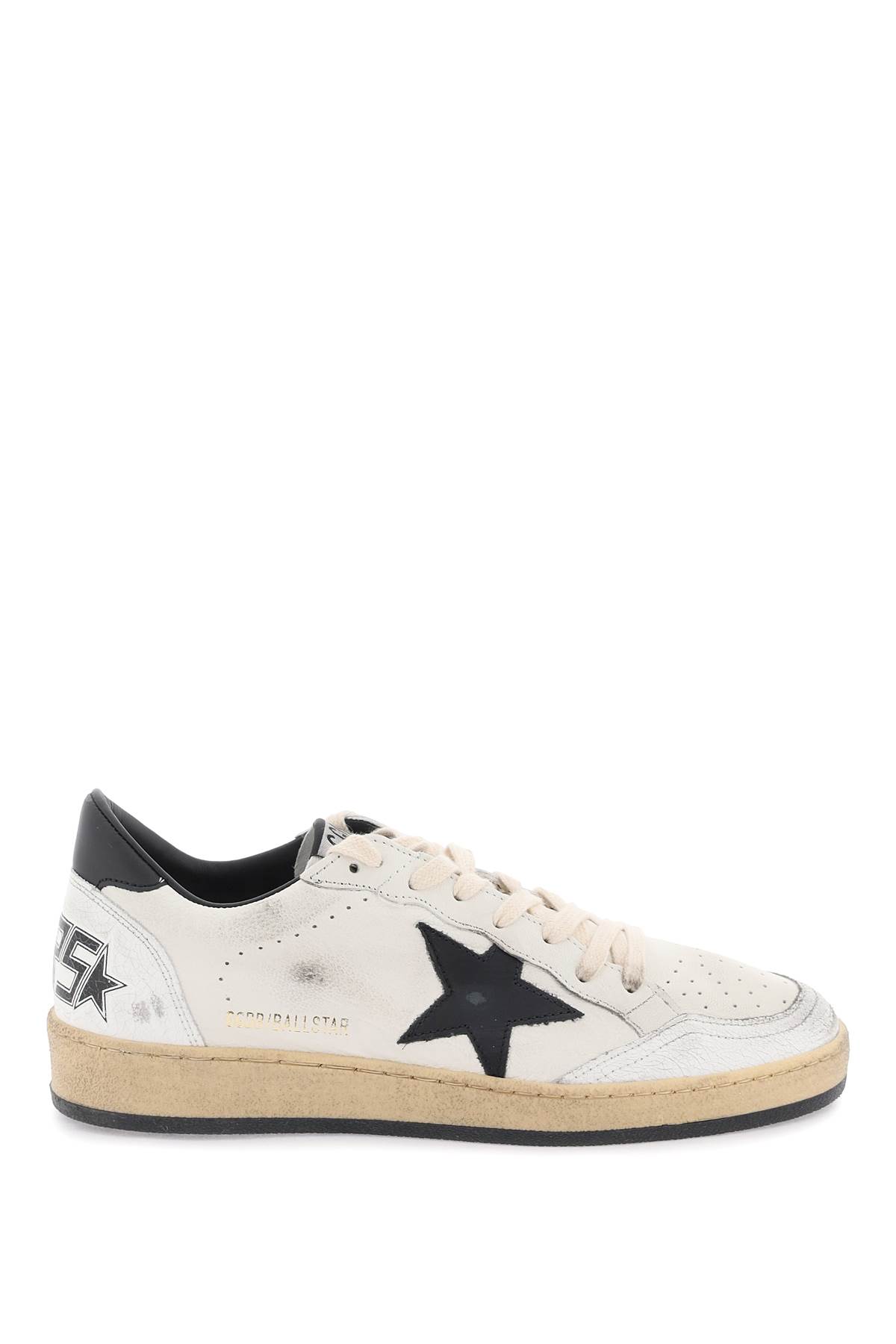 Golden Goose Ballstar' Black And White Low Top Sneakers With Star Patch On The Side And Contrasting Heel With Wri In White Black (white)