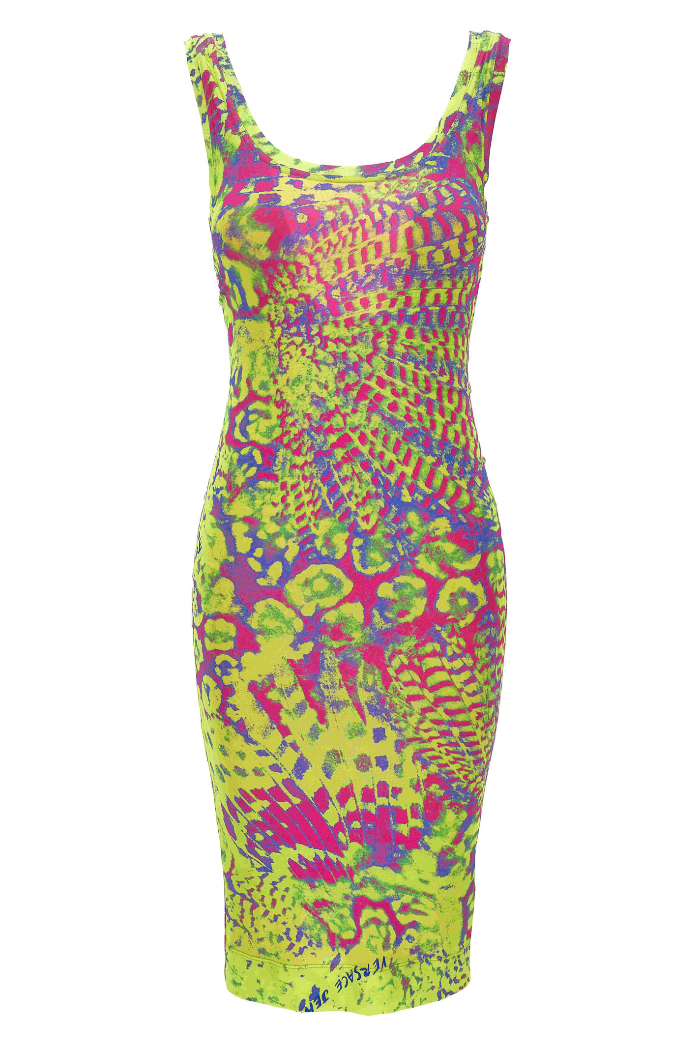 Versace Jeans Couture Yellow Knee Lenght Dress In Green