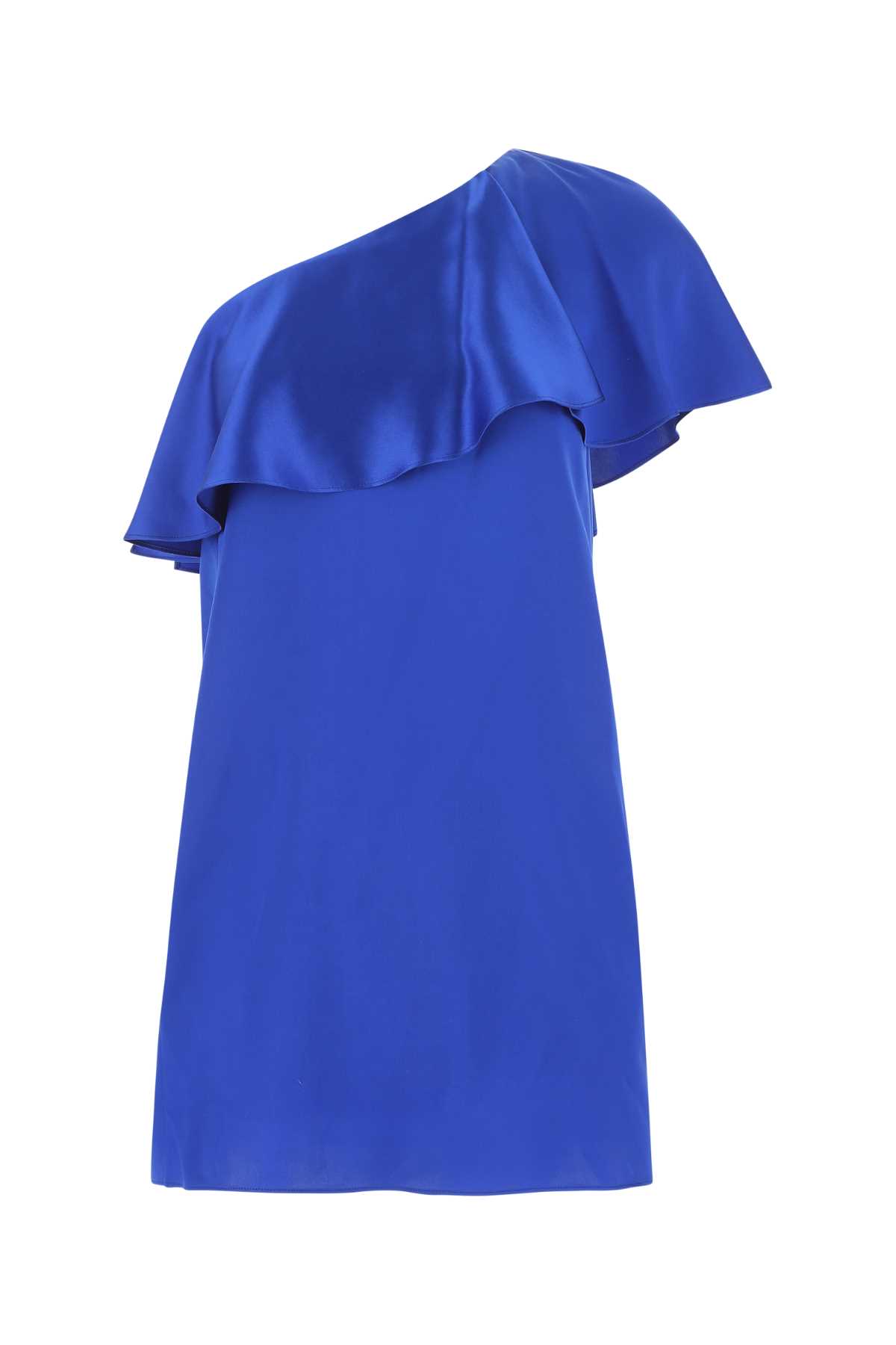 Shop Saint Laurent Blue Satin Mini Dress In 4164