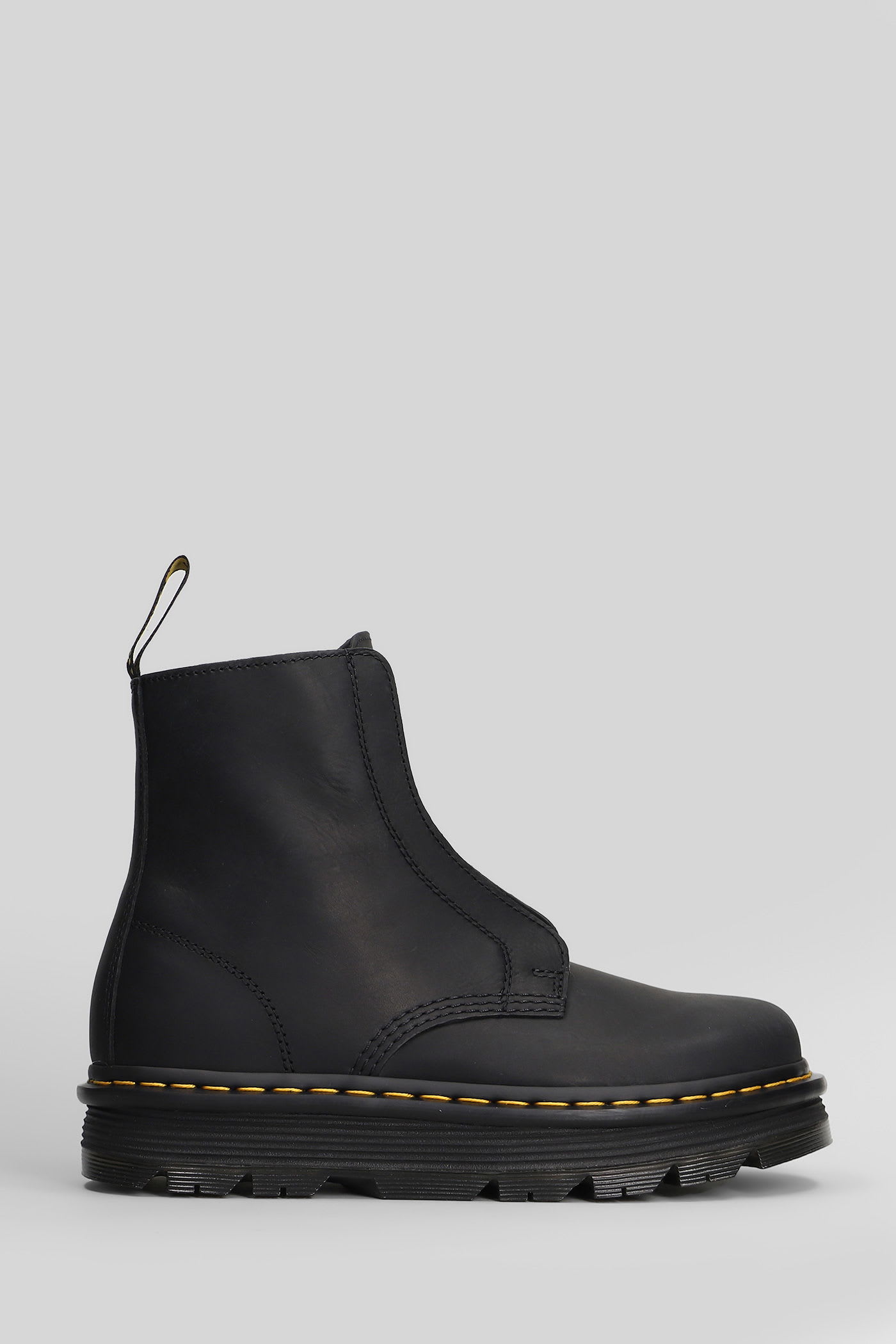 Dr. Martens Zebzag Lace Less Combat Boots In Black Leather In Black