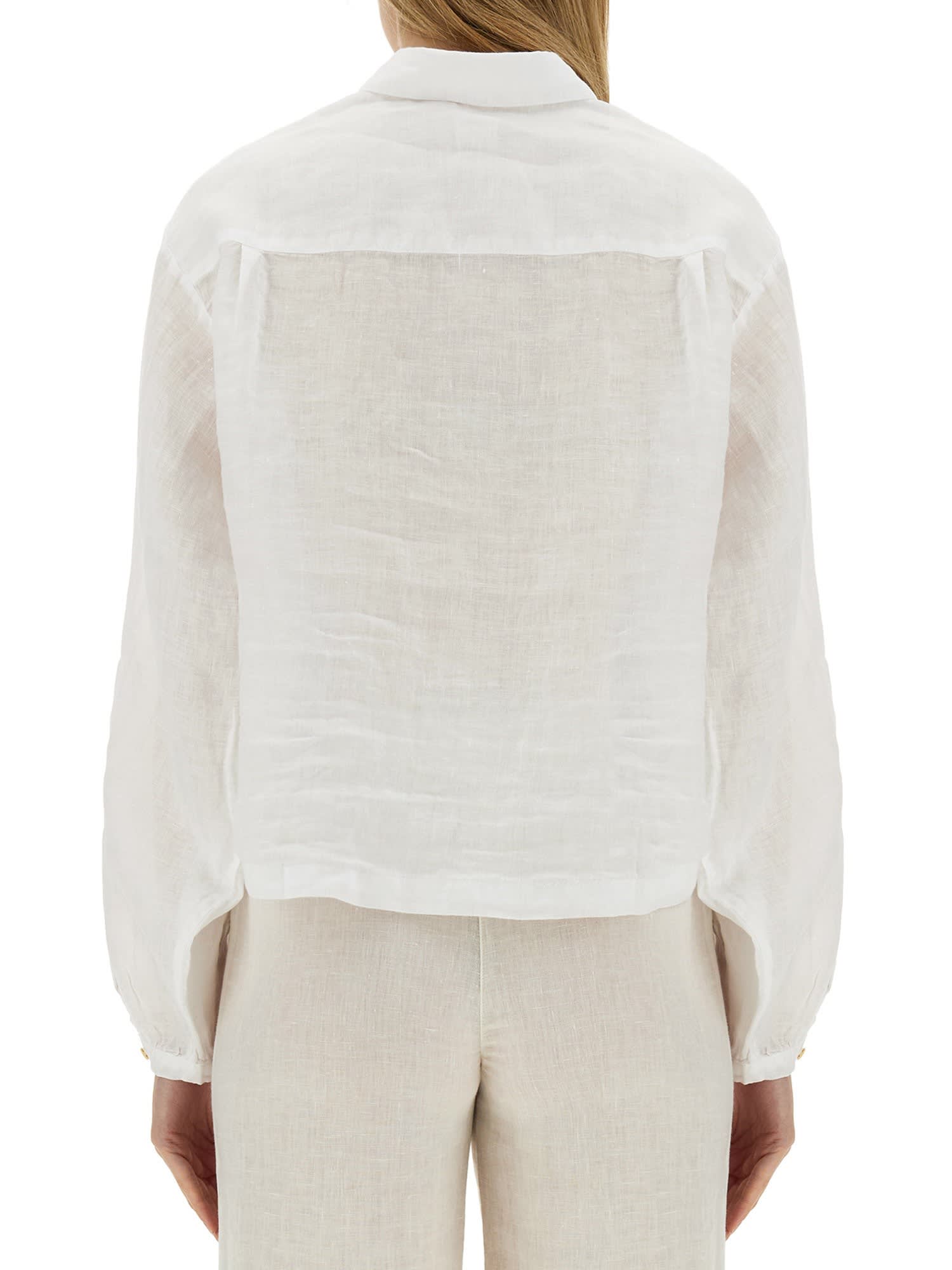 Shop 120% Lino Linen Shirt In Bianco