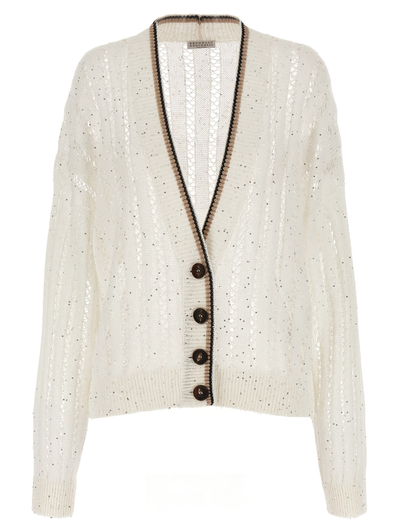 dazzling Ribbed Net Cardigan