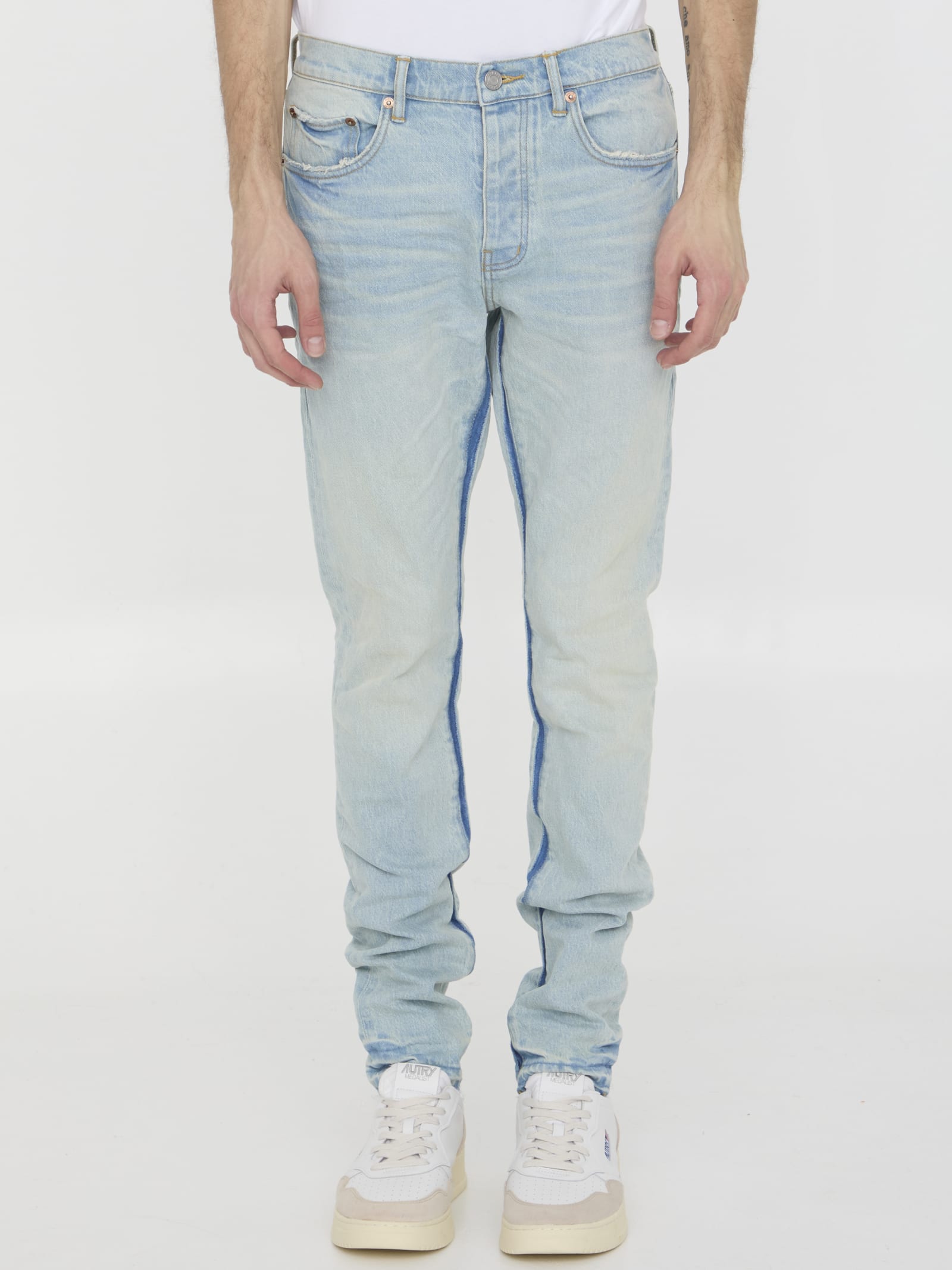 Shop Purple Brand Denim Slim Jeans In Light Blue