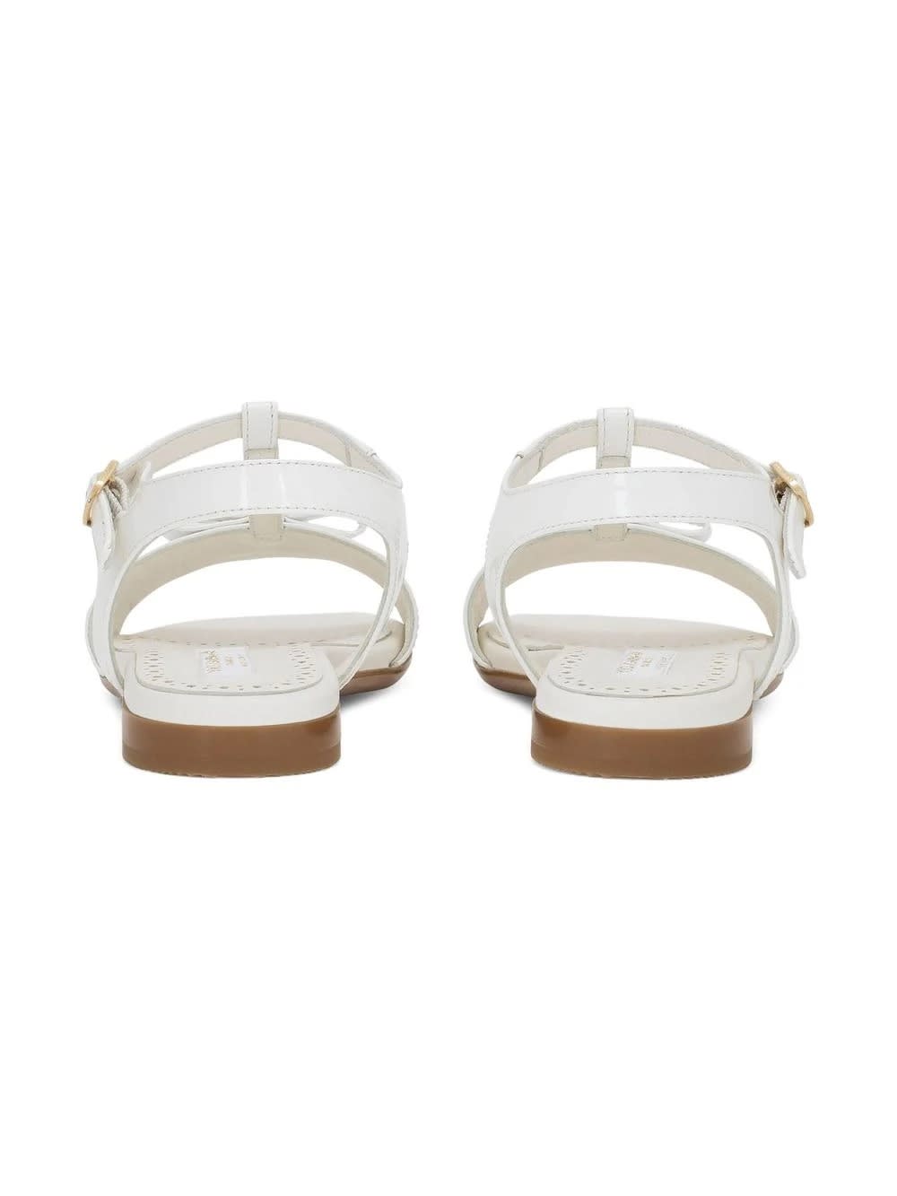 Shop Dolce & Gabbana White Patent Leather Sandals With Dg Logo