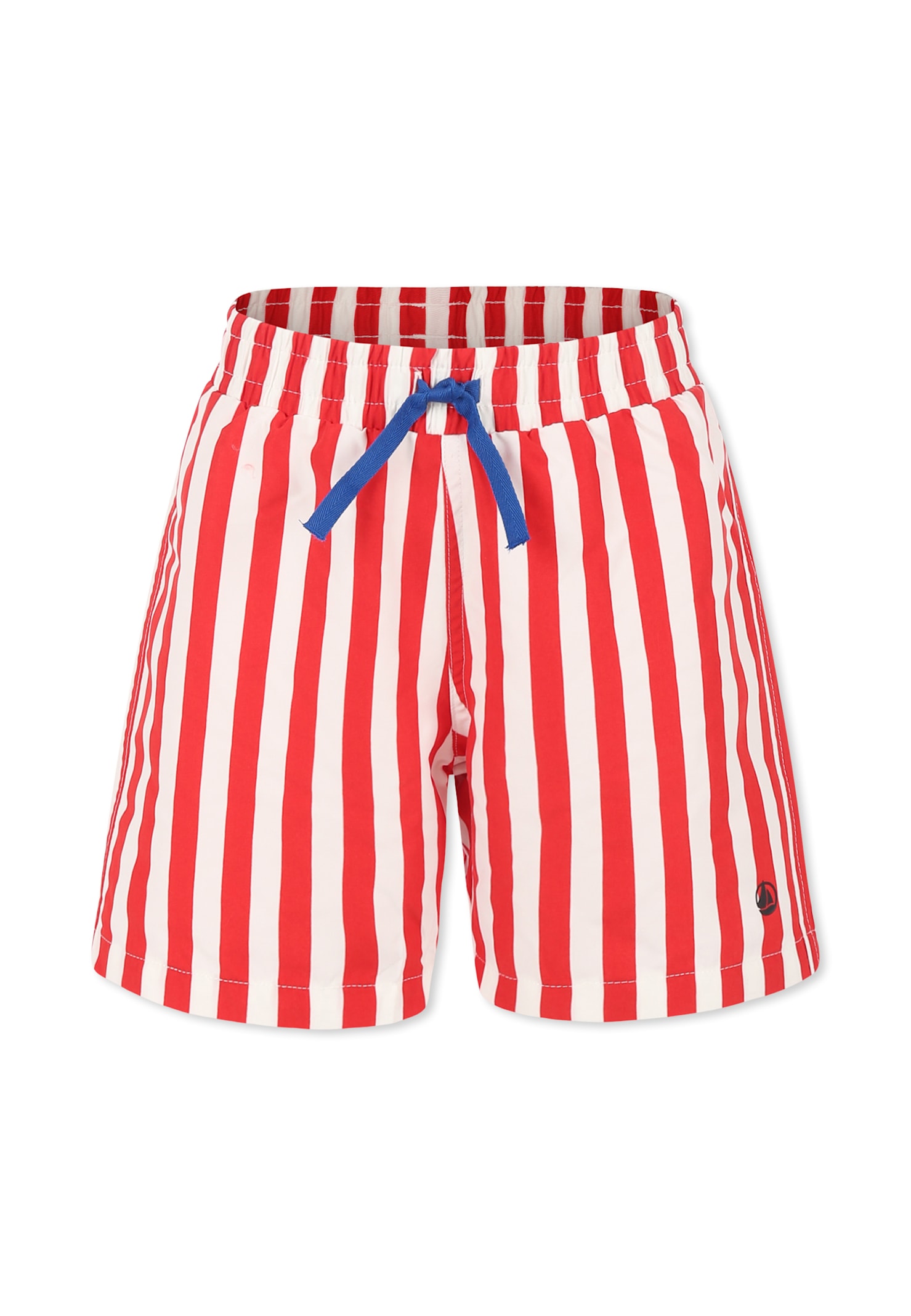 Petit Bateau Striped Swim Shorts In Red