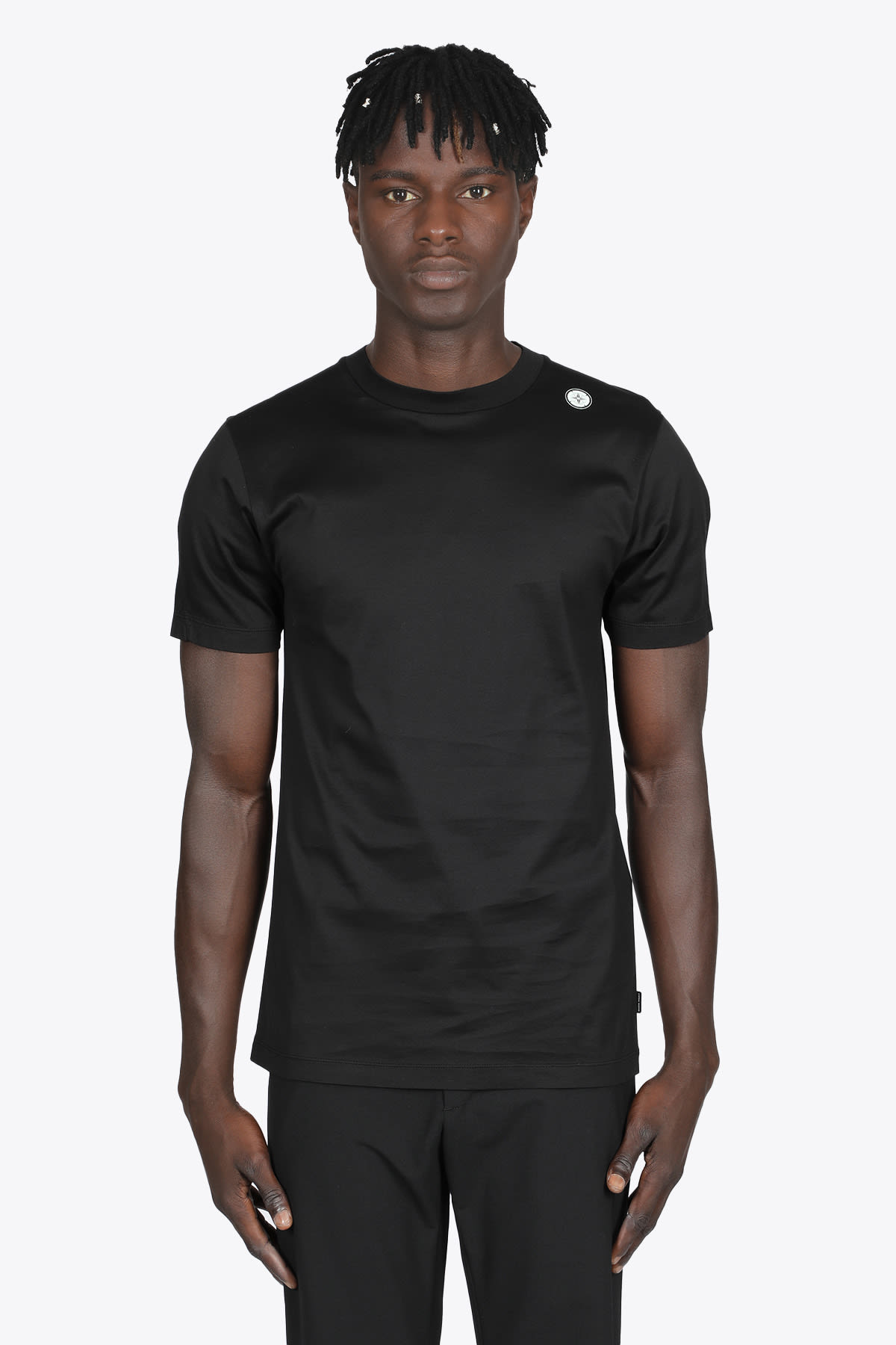 Stone Island Shadow Project Ss T-shirt Black mercerized cotton t-shirt with back logo