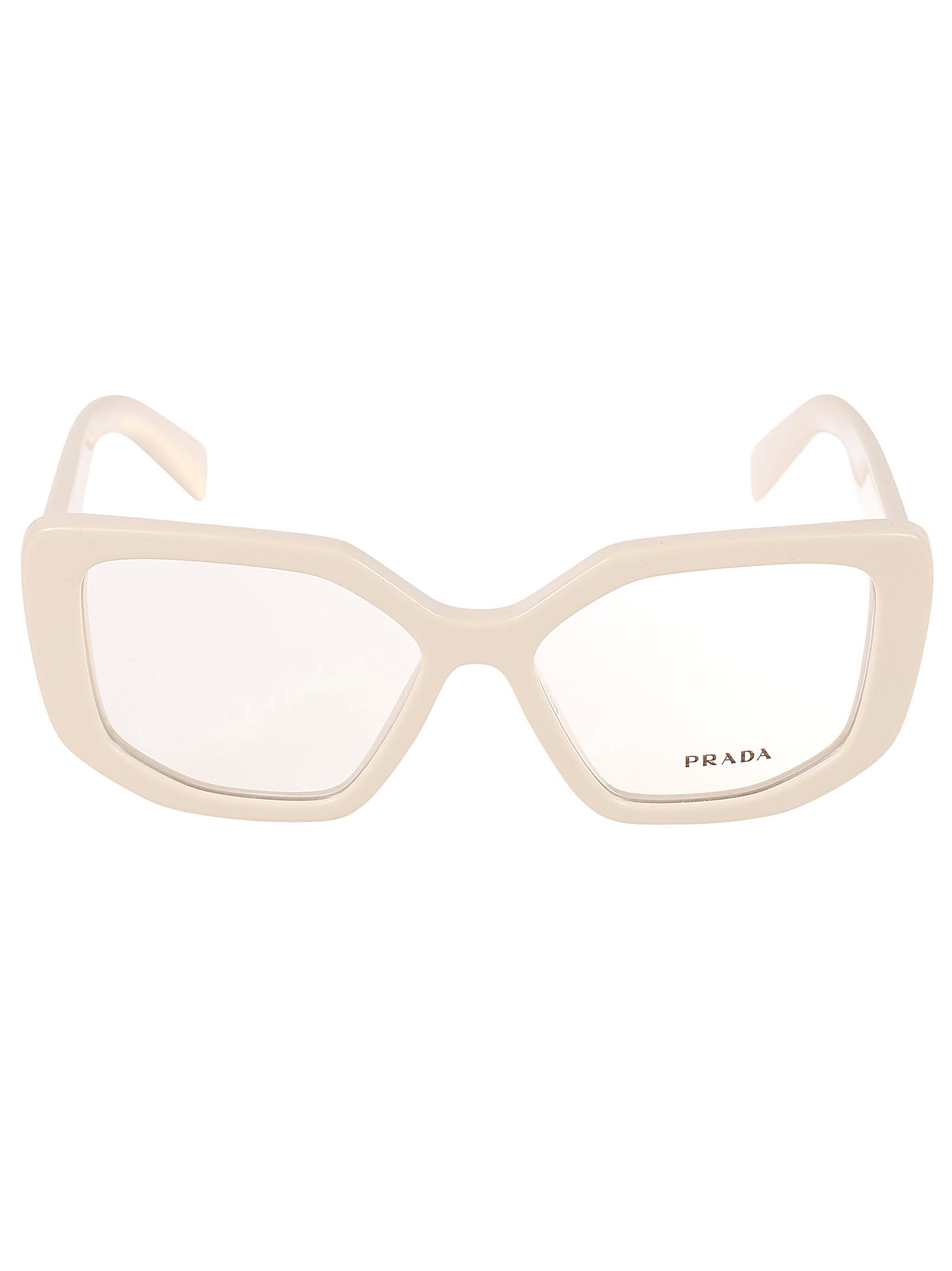 Prada Logo Sided Glasses In Neutral