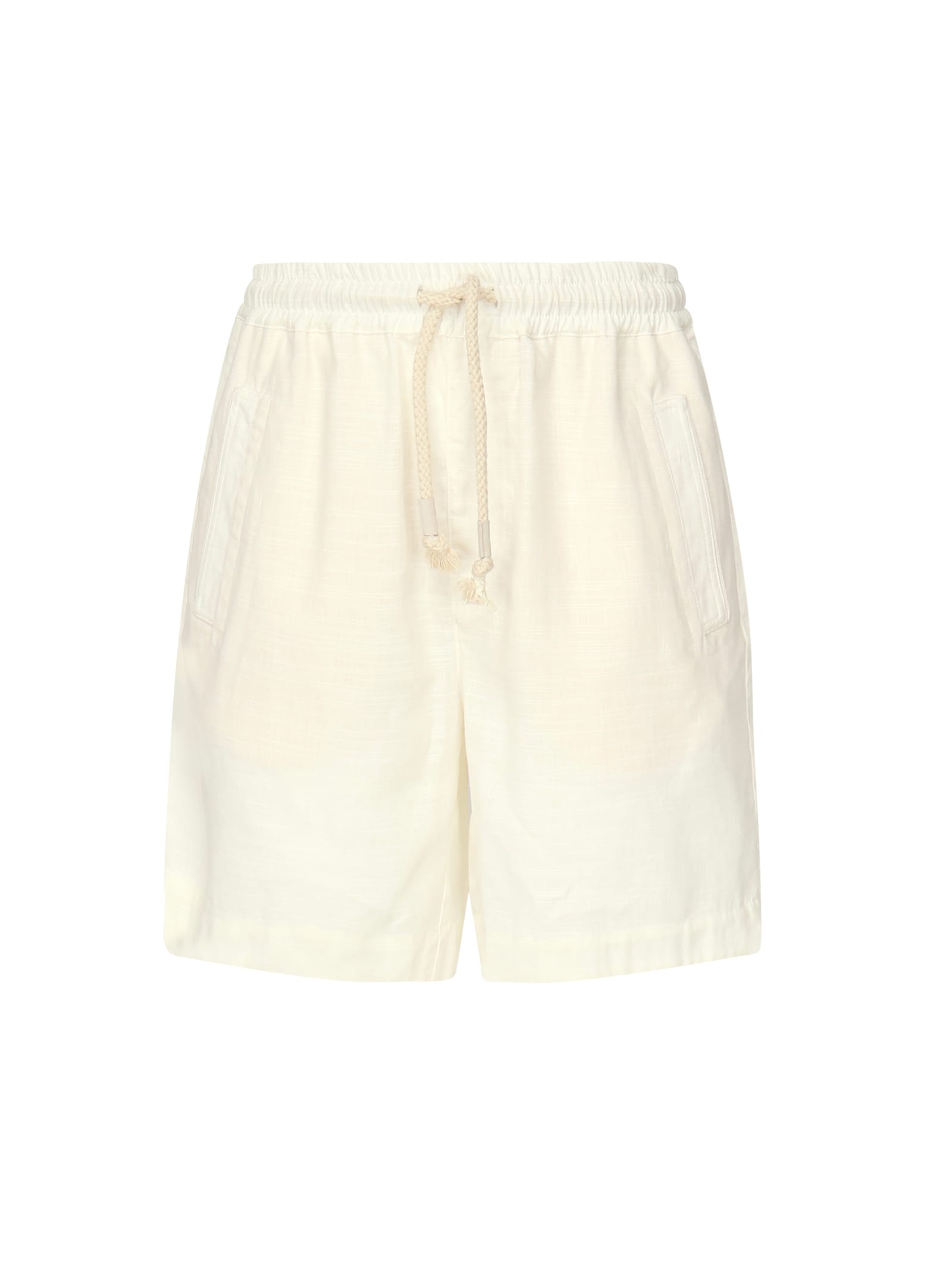 Eleventy Linen Bermuda Shorts With Drawstrings In White