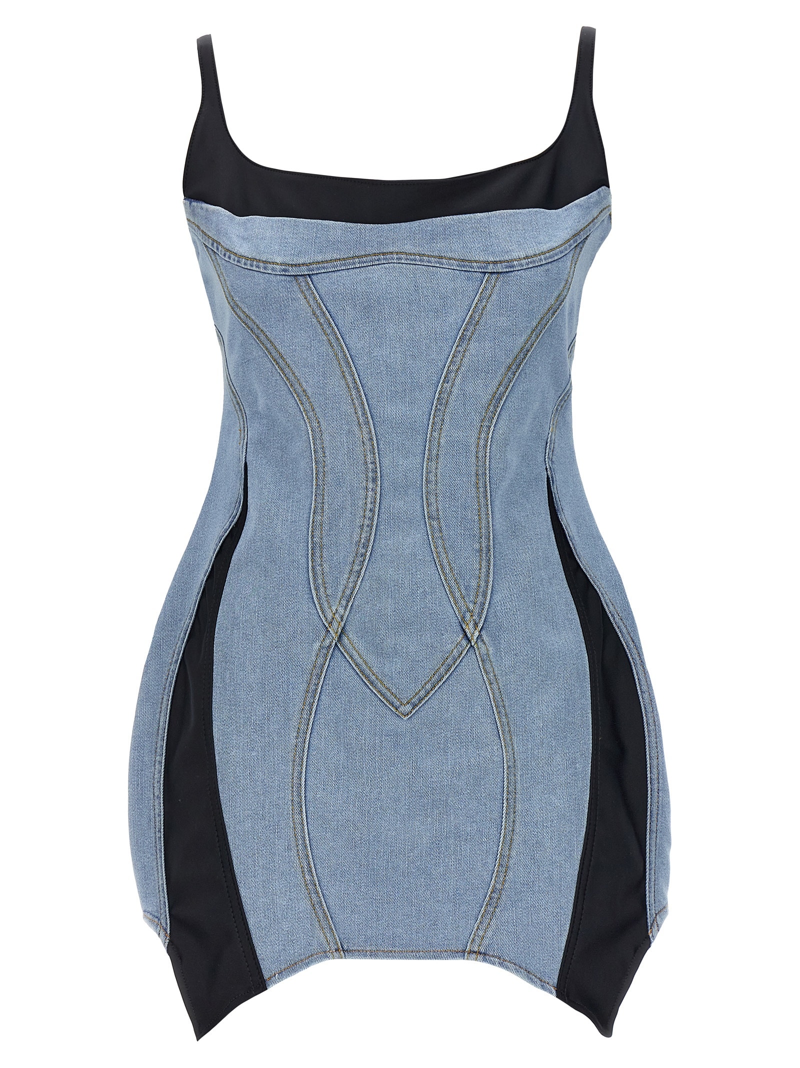Shop Mugler Corset Mini Dress In Blue