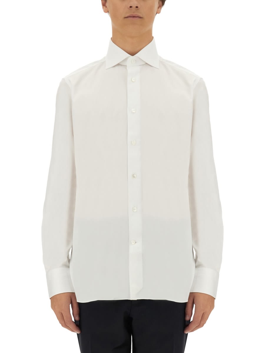 Shop Zegna Cotton Shirt In White