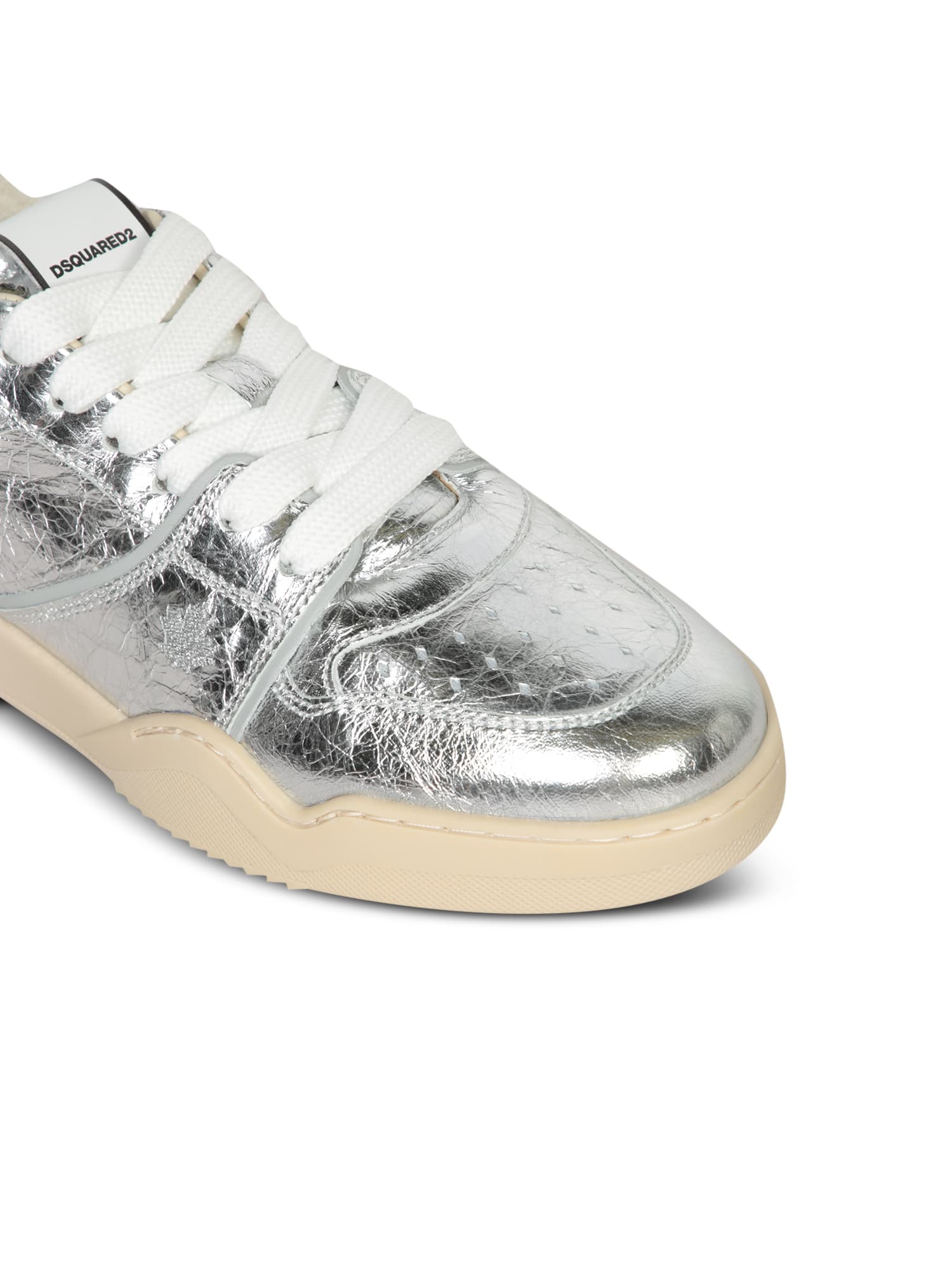 DSQUARED2 SILVER CRACKLE LAMINATE SNEAKERS 