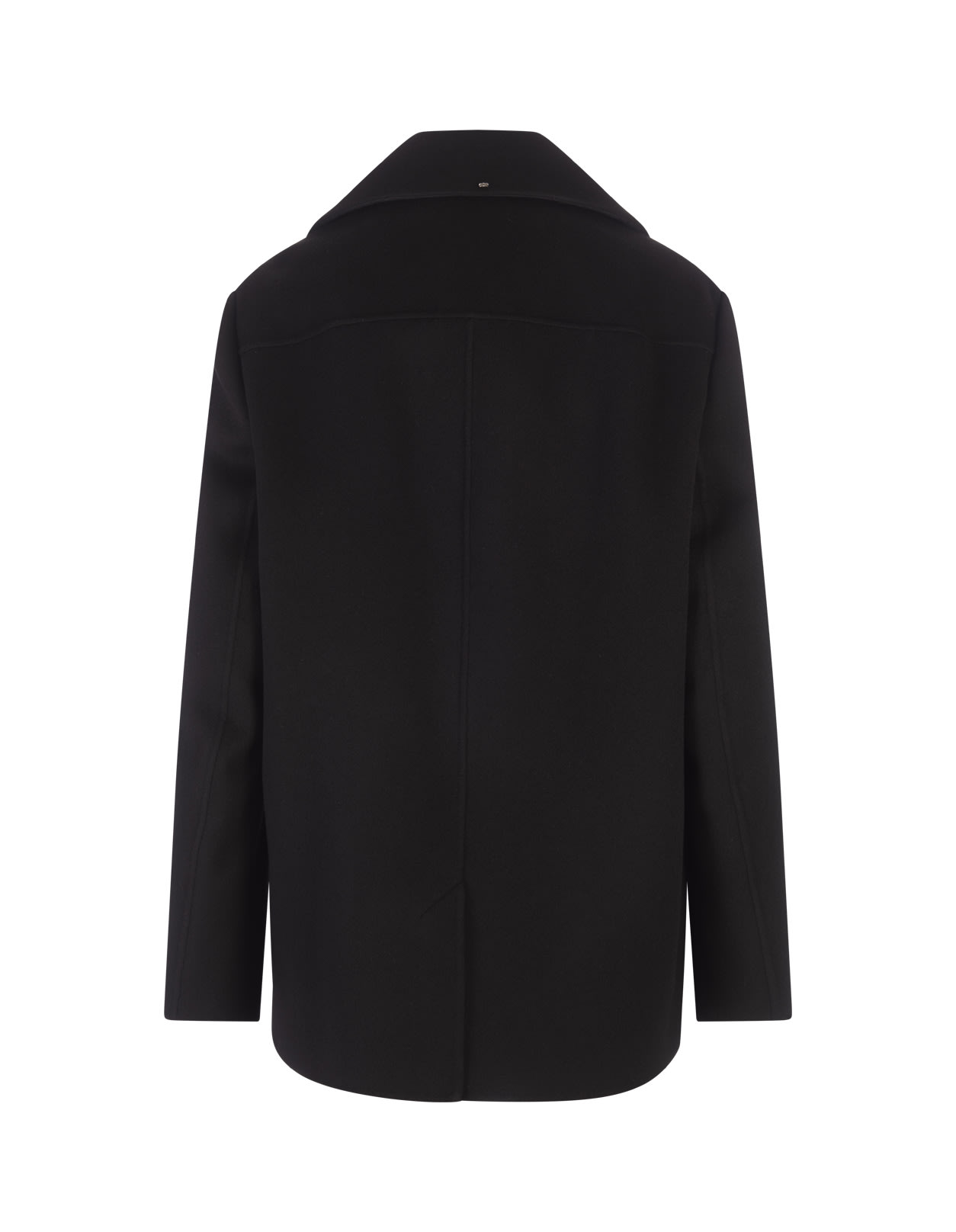 Sportmax Wool Double-breasted Coat With Structured Silhouette In Black