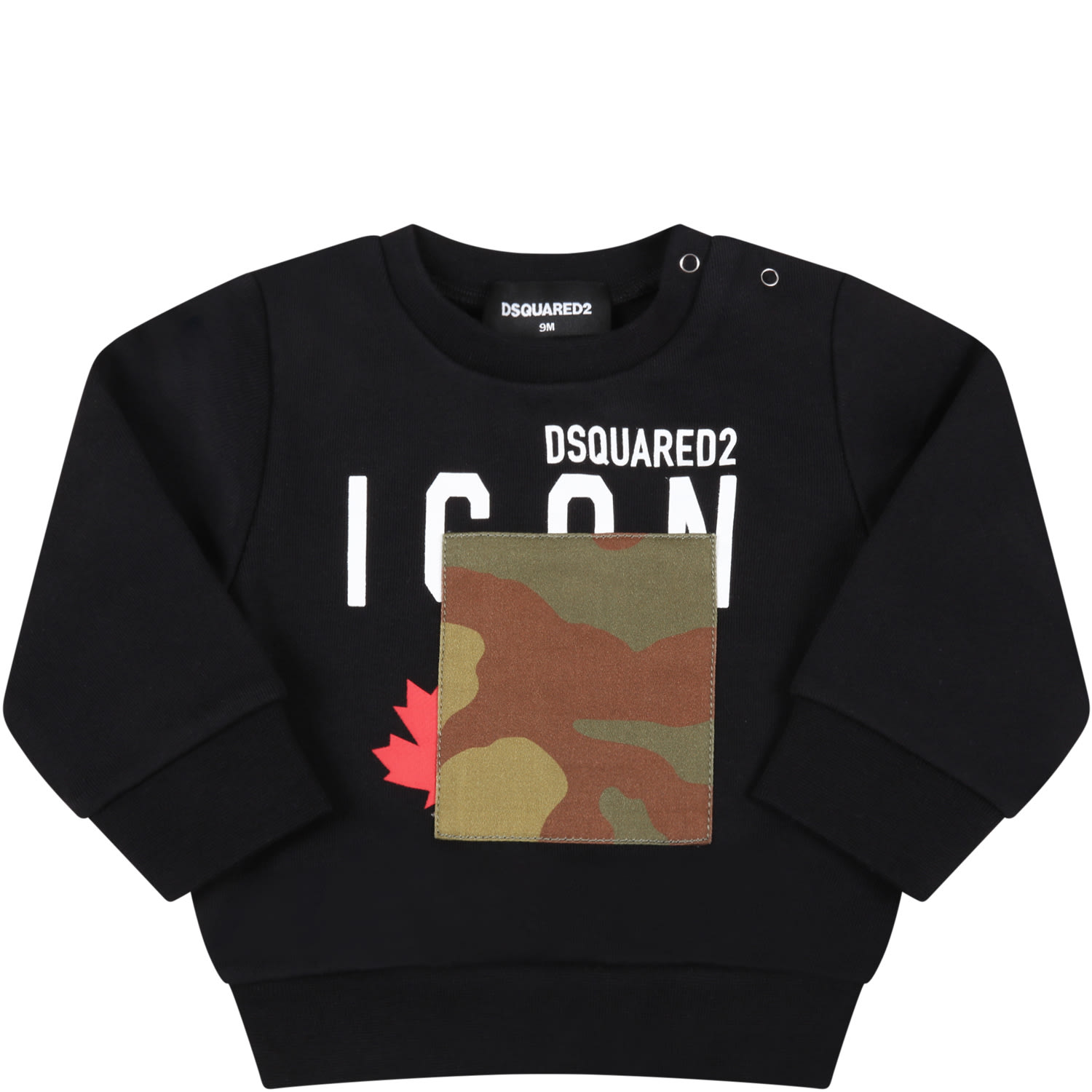 Dsquared2 Black Sweatshirt For Baby Boy For Logo