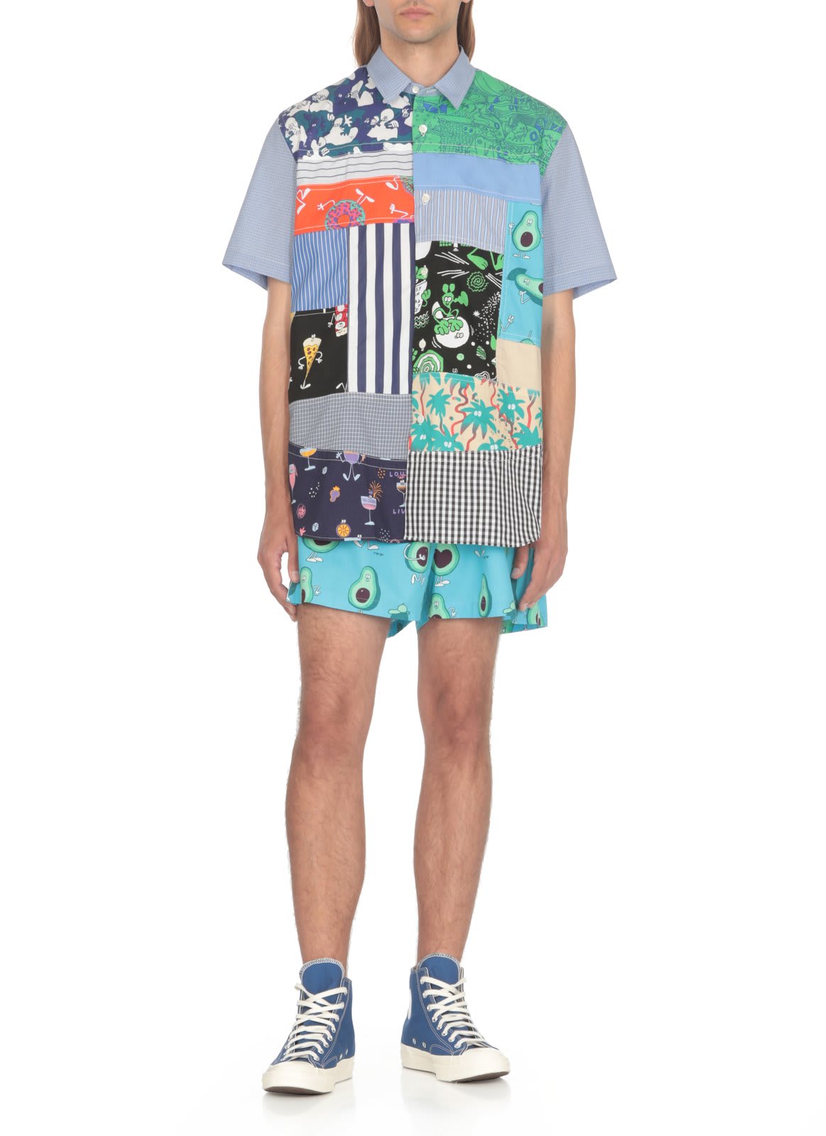 Junya Watanabe Man Graphic-printed Elasticated Waistband Shorts