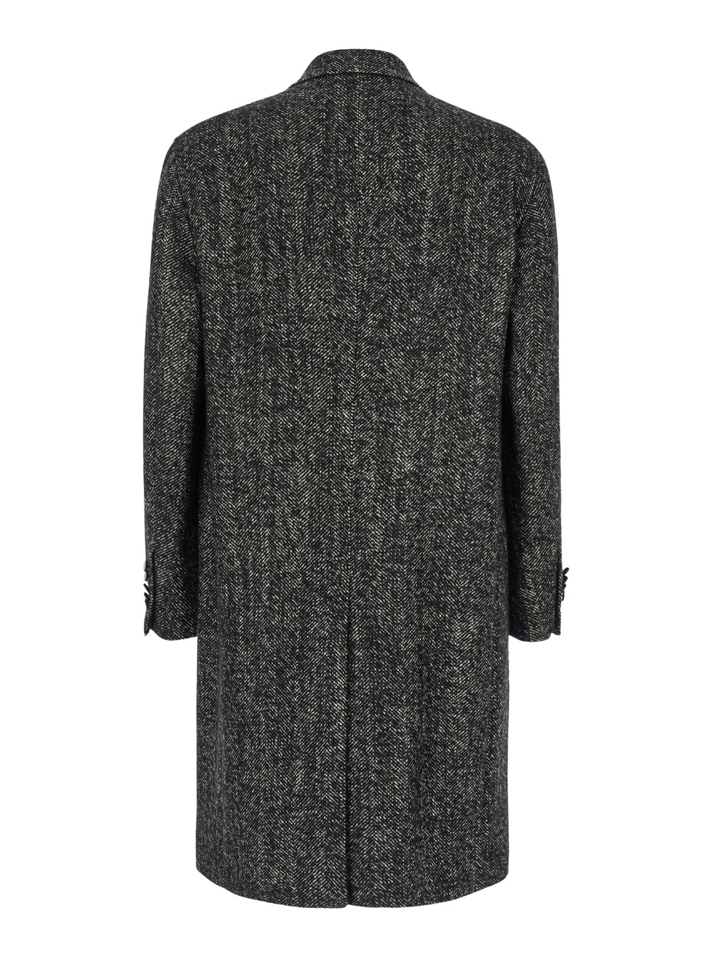 Shop Tagliatore Grey Double-breasted Coat With Peak Revers In Wool Blend Man In Black