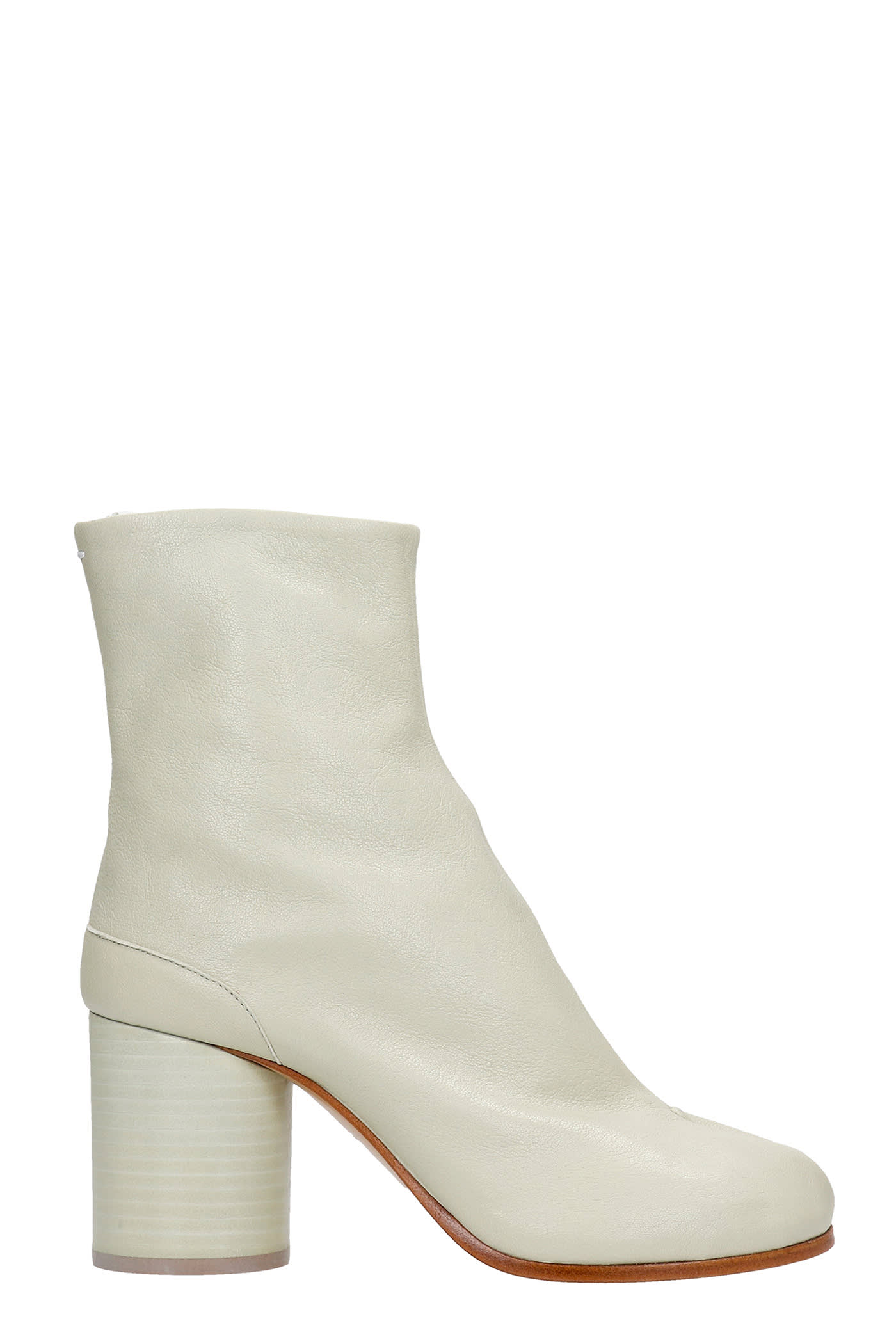 Maison Margiela Tabi High Heels Ankle Boots In Green Leather