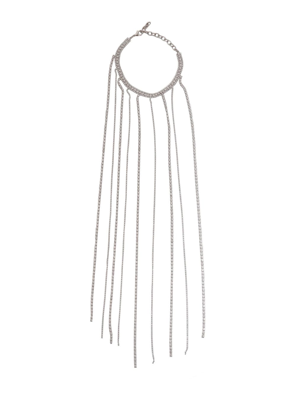 Silver-colored Necklace With All-over Applied Glass Crystals And Adjustable Clasp In Brass Woman