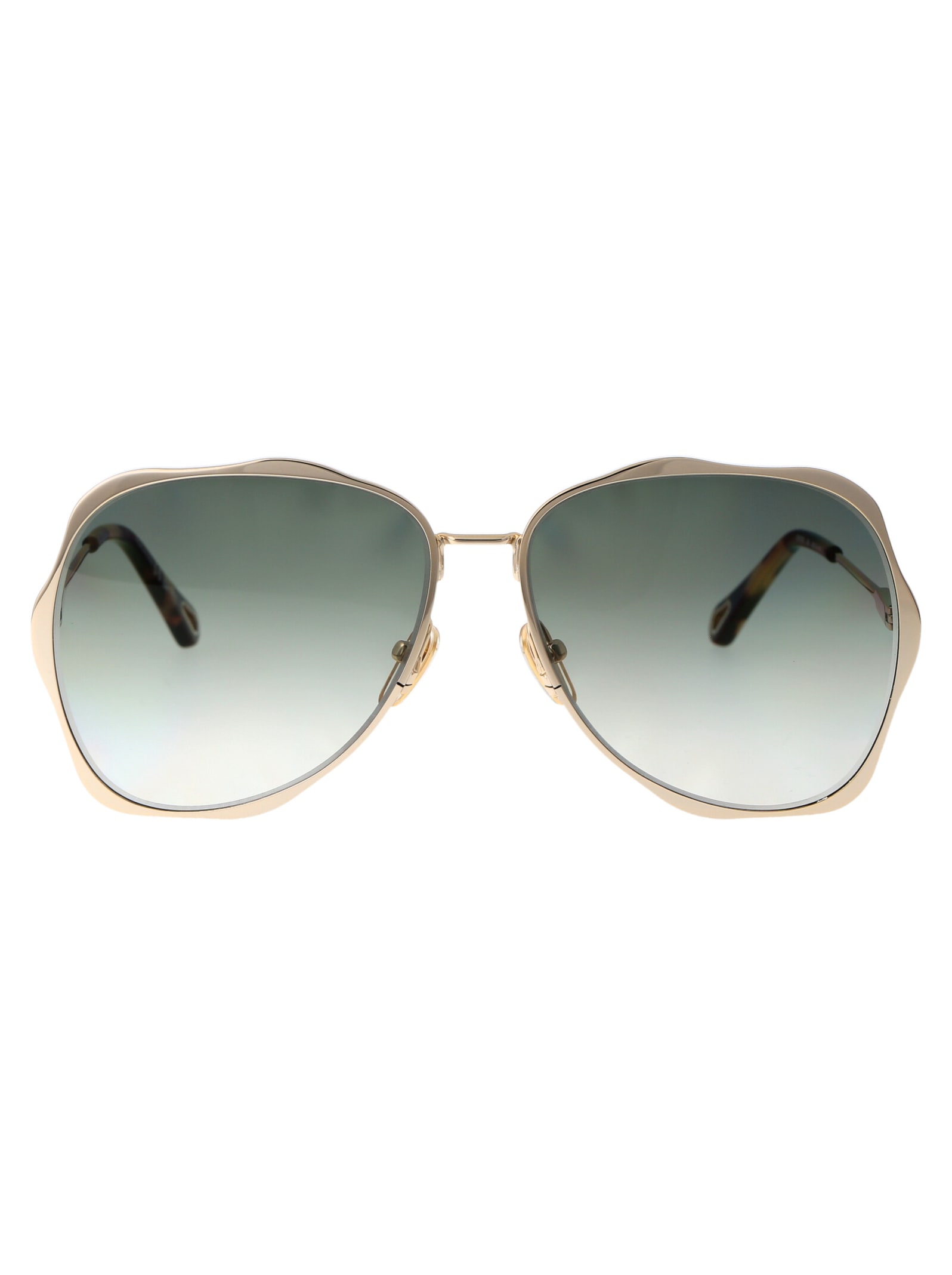 Shop Chloé Ch0183s Sunglasses In 004 Gold Gold Green