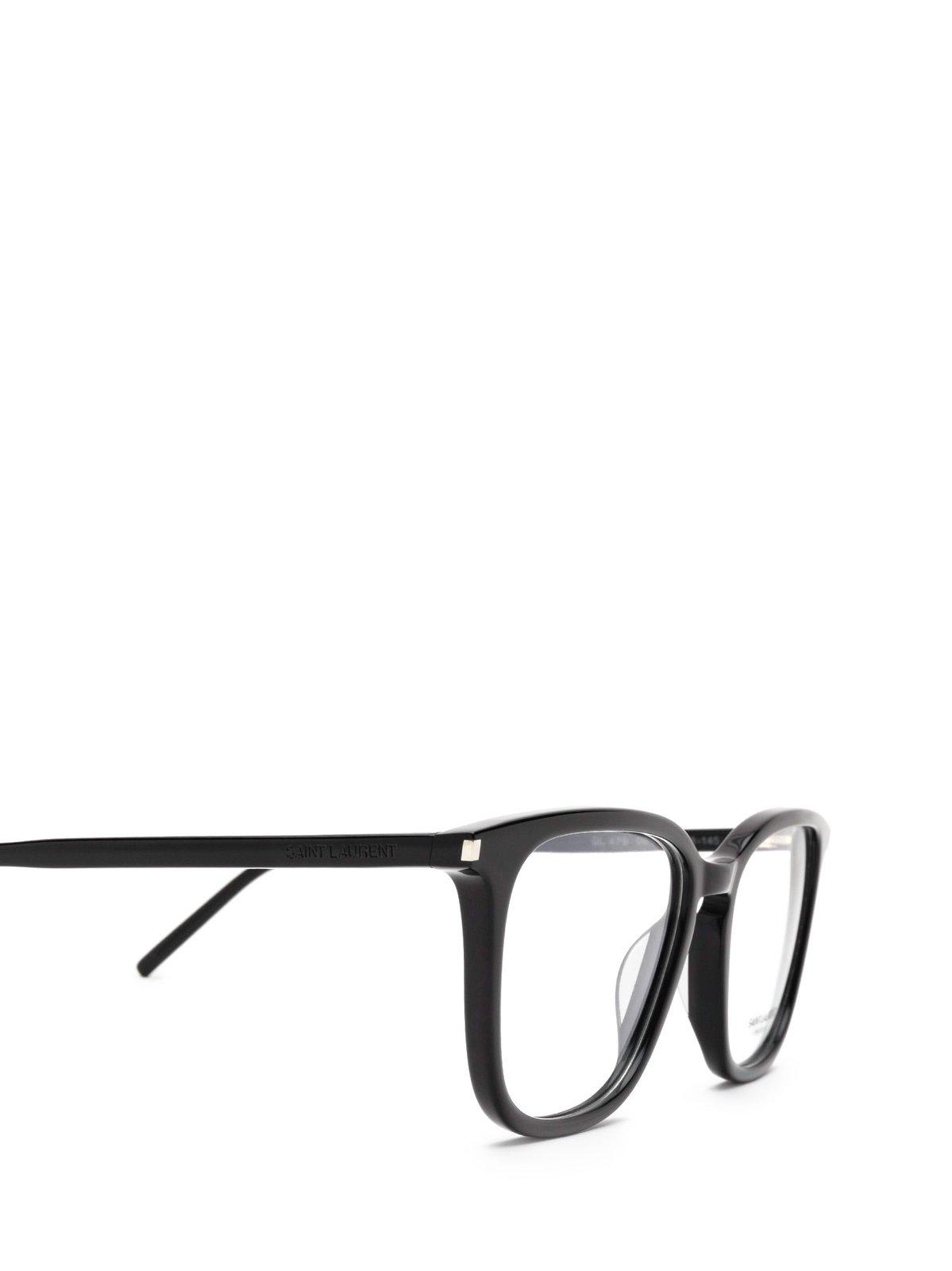 Shop Saint Laurent Square Frame Glasses In 001 Black Black Transpare