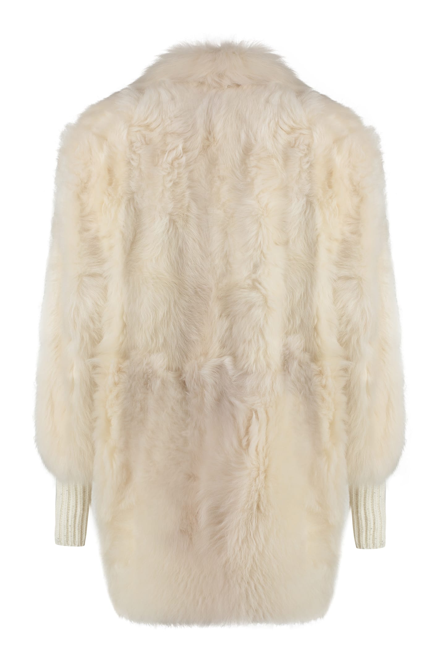 Shop Fabiana Filippi Shearling Overcoat In Ivory