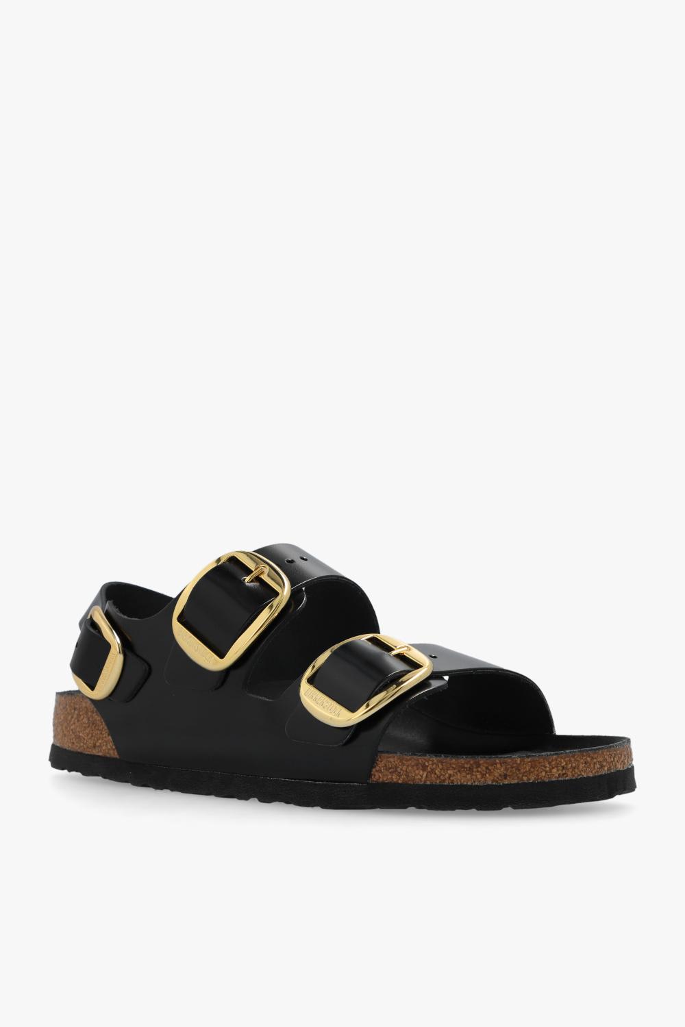 Birkenstock Milano Big Buckle I Lacquered Leather Sandal Color Bla In Nero